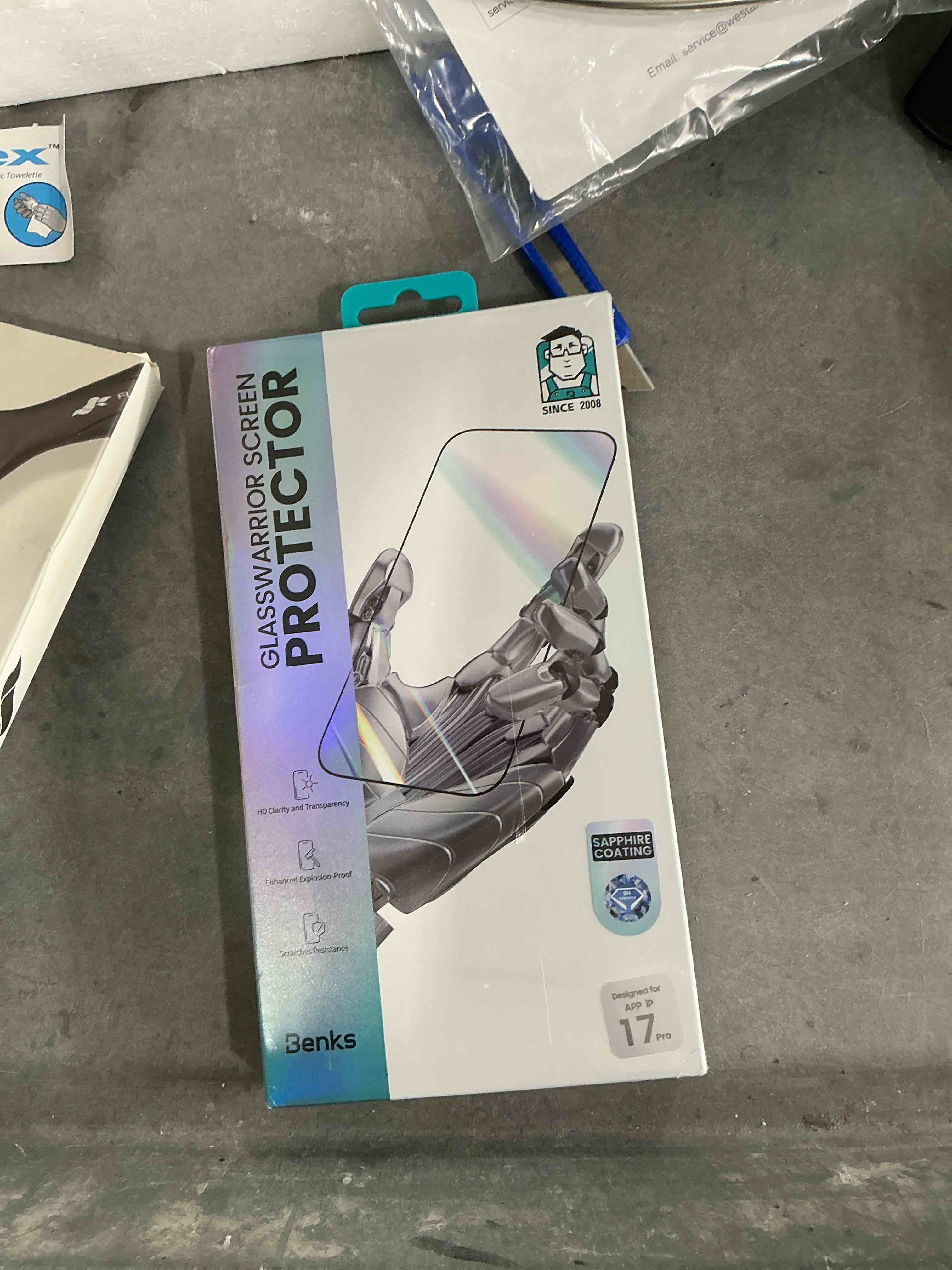 Condition photo showing New/Like New for (Factory Sealed) BENKS GlassWarrior Sapphire Screen Protector for iPhone 17 Pro 6.3 inch, 3D Curved Full Coverage Tempered Glass, Ultra HD Clarity, Anti-Fingerprint, Scratch & Shatter Resistant