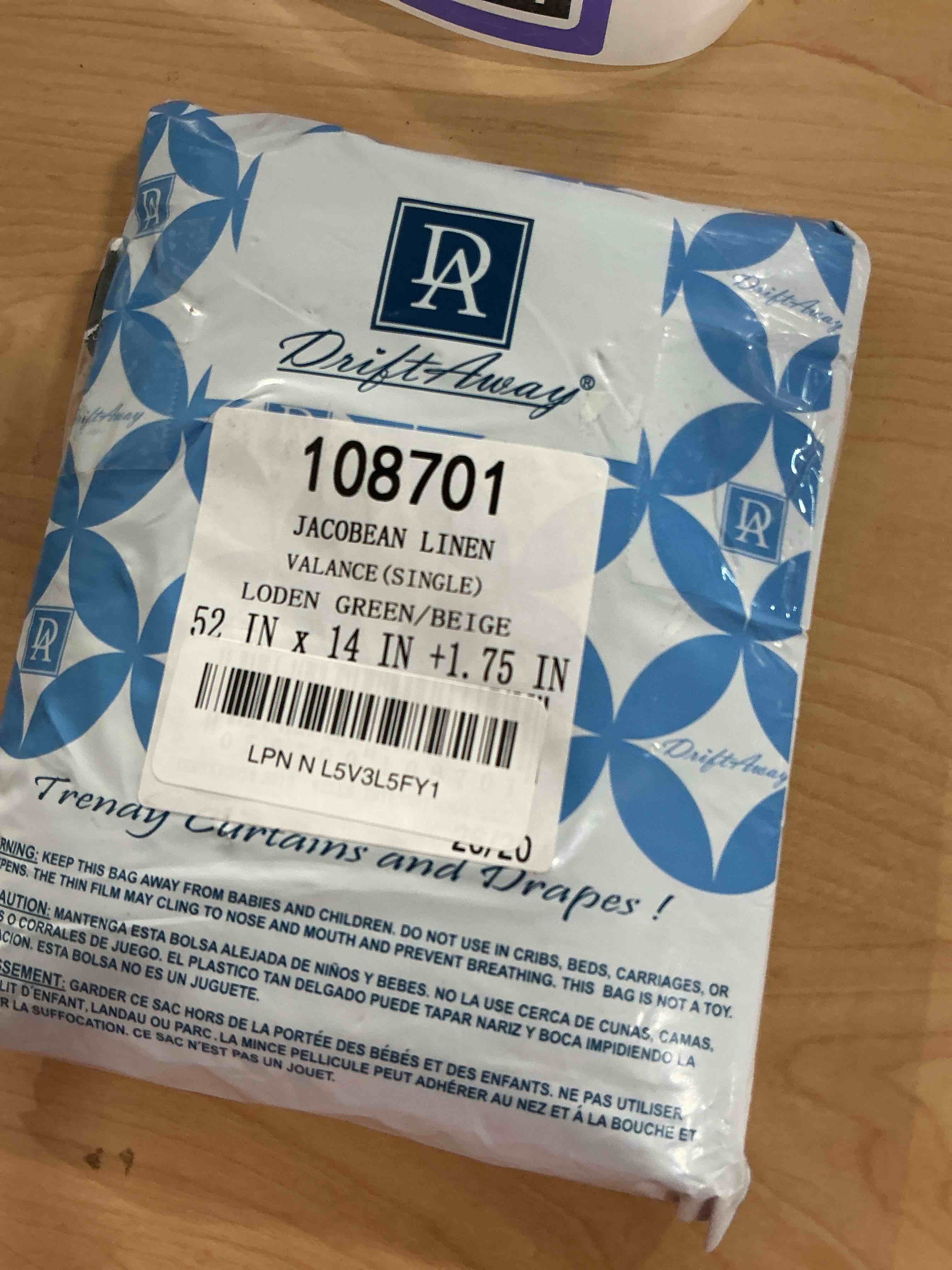 Condition photo showing Good Condition for DriftAway Freda Jacobean Floral Linen Blend Blackout Thermal Insulated Energy Saving Privacy Window Linen Curtain Valance Rod Pocket 2 Layers Single 52 Inch by 14 Inch Plus 1.75 Header Loden Green Loden Green 52"W x 14"L (Pack of 1)