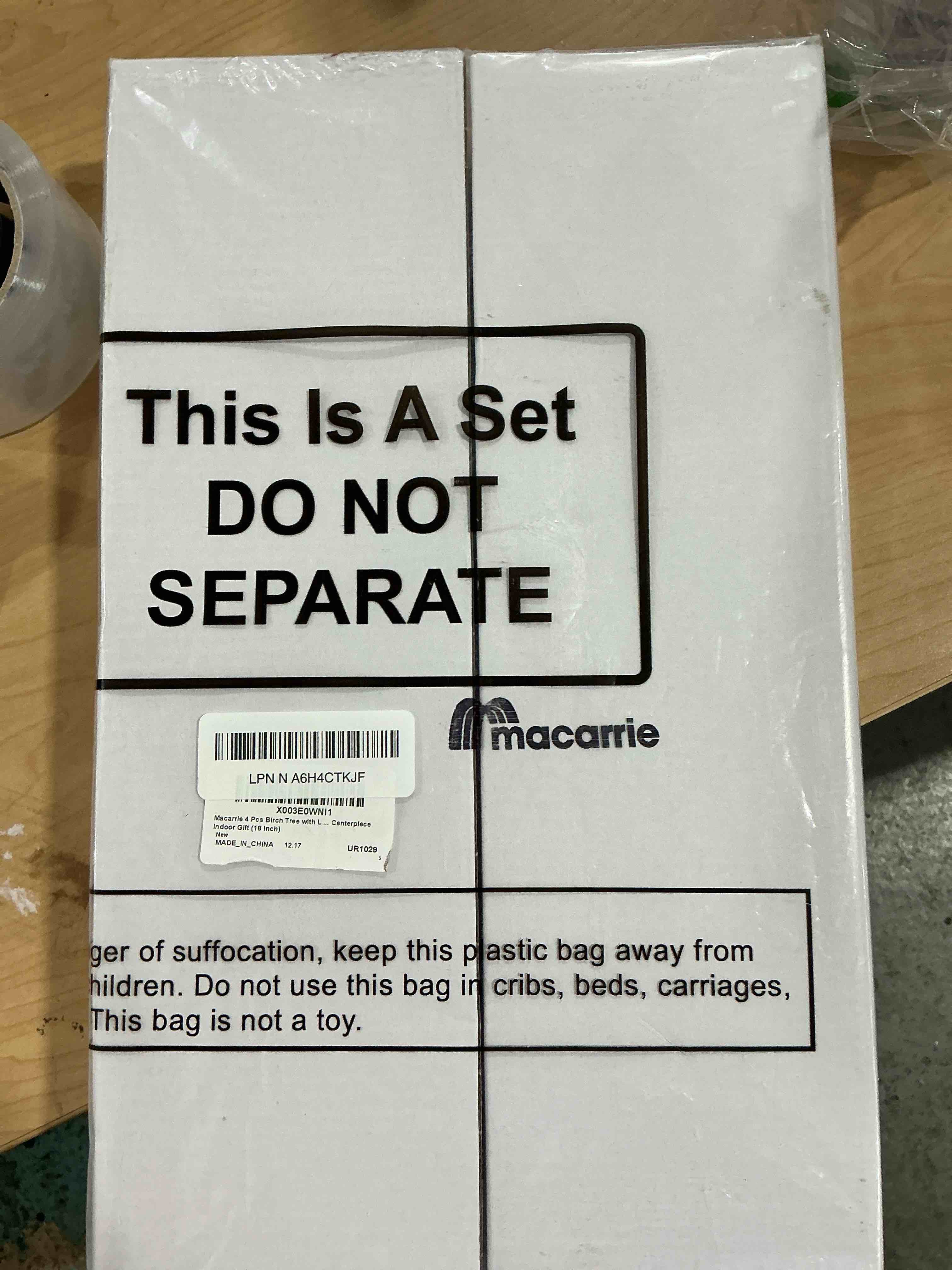 Condition photo showing New/Like New for Macarrie 4 Pcs Birch Tree with LED Lights Christmas Wedding Decorations Tabletop Lighted White Mini Artificial Branches Battery Powered or USB Twinkling Table Centerpiece Indoor Gift (18 Inch) 4 18 Inch