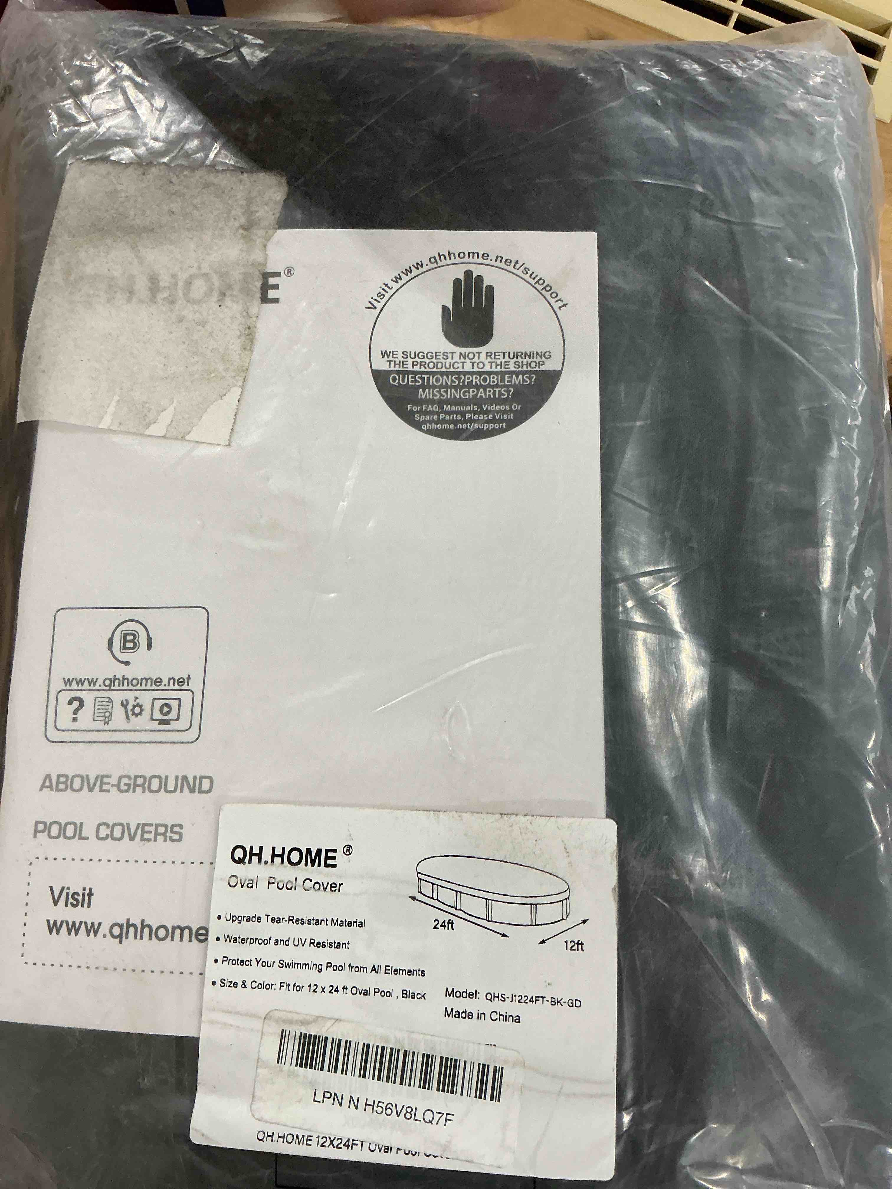 Condition photo showing New/Like New for QH.HOME Winter Oval Pool Cover for 12x24 Ft Steel Wall Oval Pool, [2025 Upgraded Heavy Duty Fabric Durable&Ultimate Windproof] with Fast Tightening Ratchet,Cold and UV Resistant 12x24Ft(Steel Wall Oval Pool) Oval Pool Cover