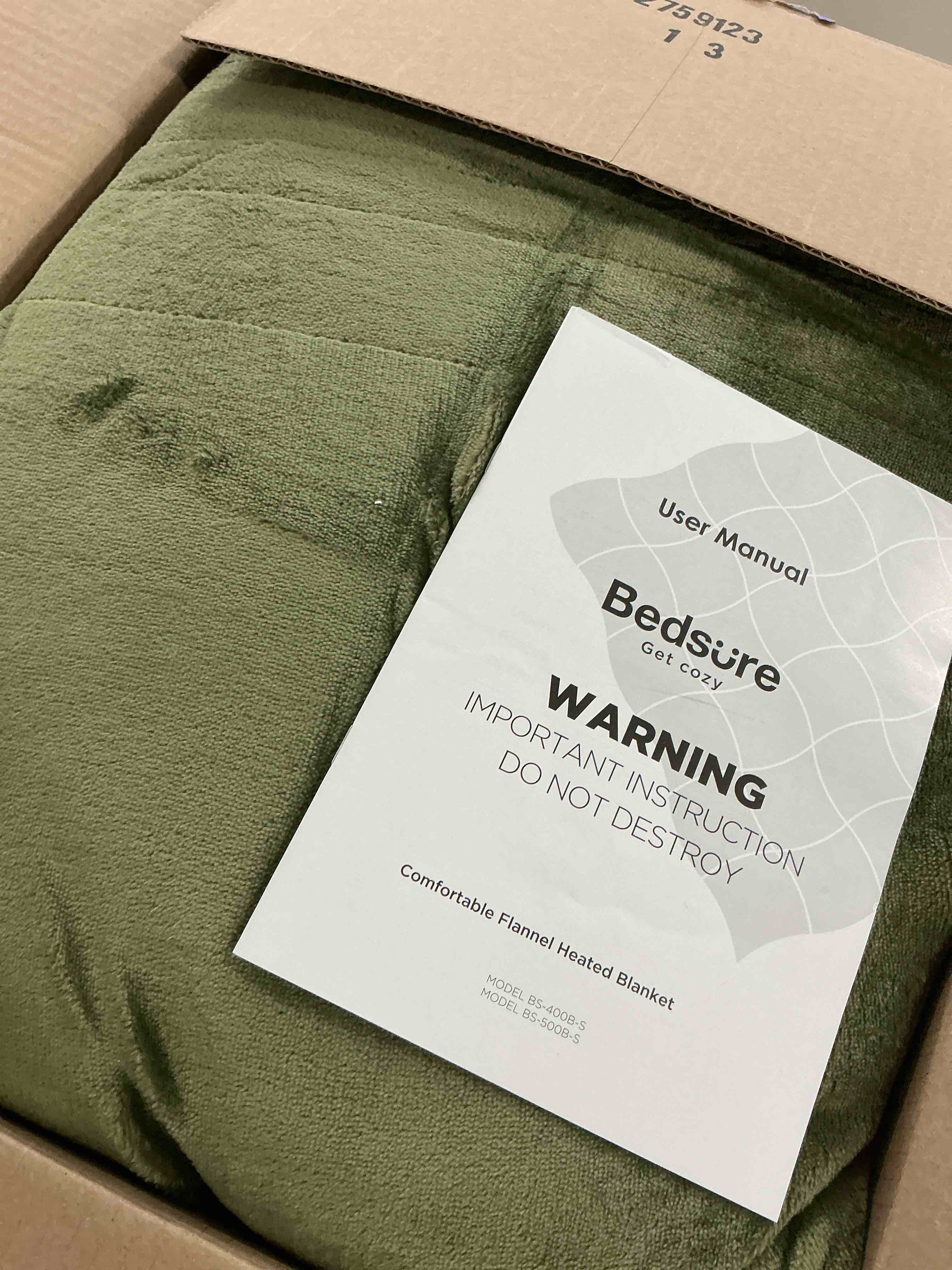 Condition photo showing Good Condition for Bedsure Electric Blanket King Size - Dual Control Heated Blanket King Size, Fast Heating with 10 Time Settings & 10 Heat Settings, Warm Gift for Grandma (100x90 inches, Olive Green) 10 - Olive Green King