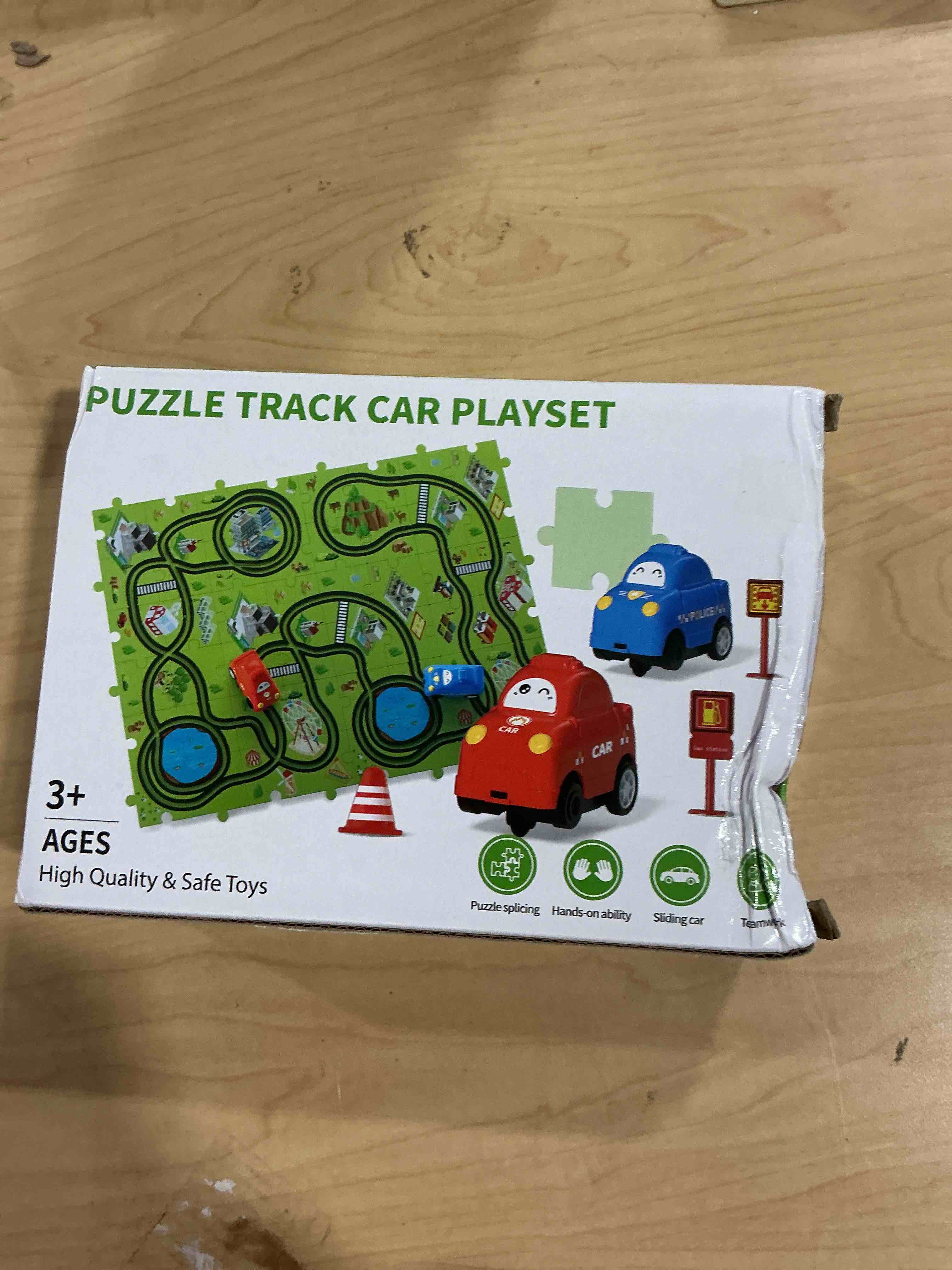 Condition photo showing New/Like New for 48-Piece Puzzle Race Car Track Set for Toddlers 1-3 | City-Themed Tracks, 2 Cars & Road Signs | Puzzle Car Tracks Toddler Toy Gifts for 2 3 4 5 6 Year Old Boys & Girls 48 Pcs Puzzle Race Car Track