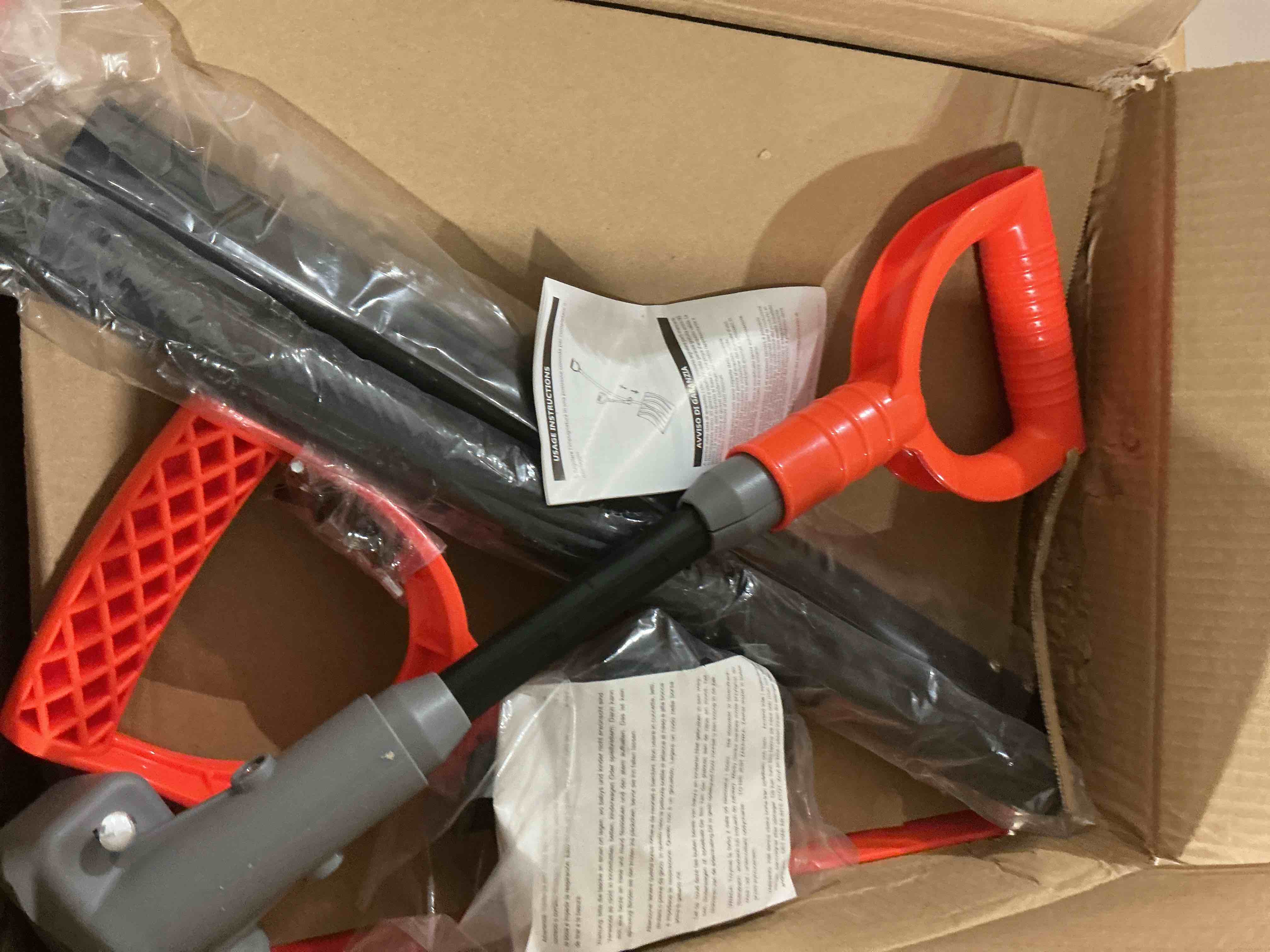 Condition photo showing Good Condition for ORIENTOOLS Snow Shovel with D-Grip Handle and Durable Edge Blade, an Ideal Accessory for Your Car, Truck, Recreational Vehicle, etc, Orange 17'' Aluminum Snow Shovel (Extendable)