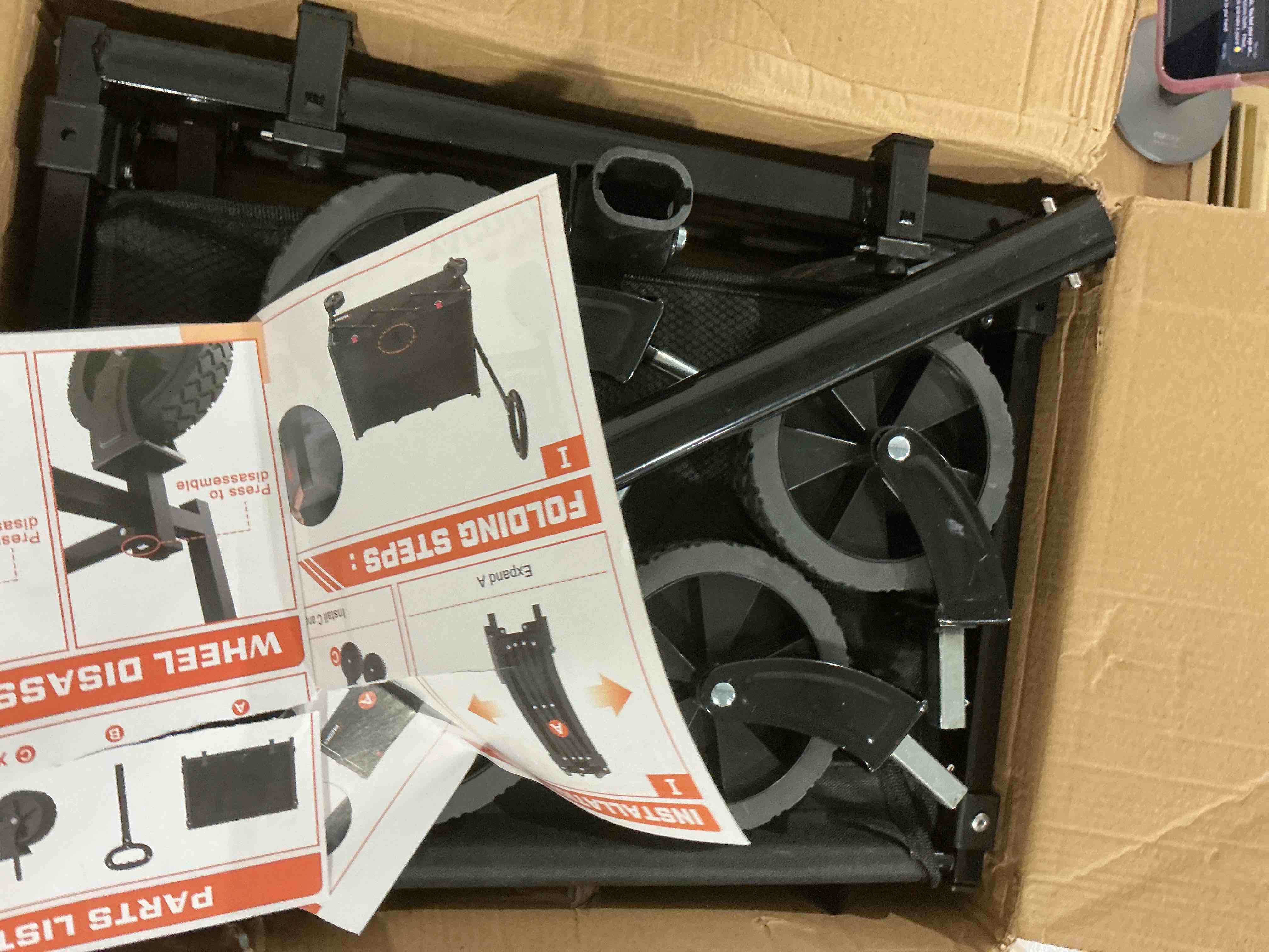 Condition photo showing Good Condition for Wagons Carts Foldable, Lightweight Portable Utility Shopping Cart with Wheels, Folding Grocery Wagon Cart for Grocery, Camping, Shopping, Beach, Garden, Sports Black 100L Black