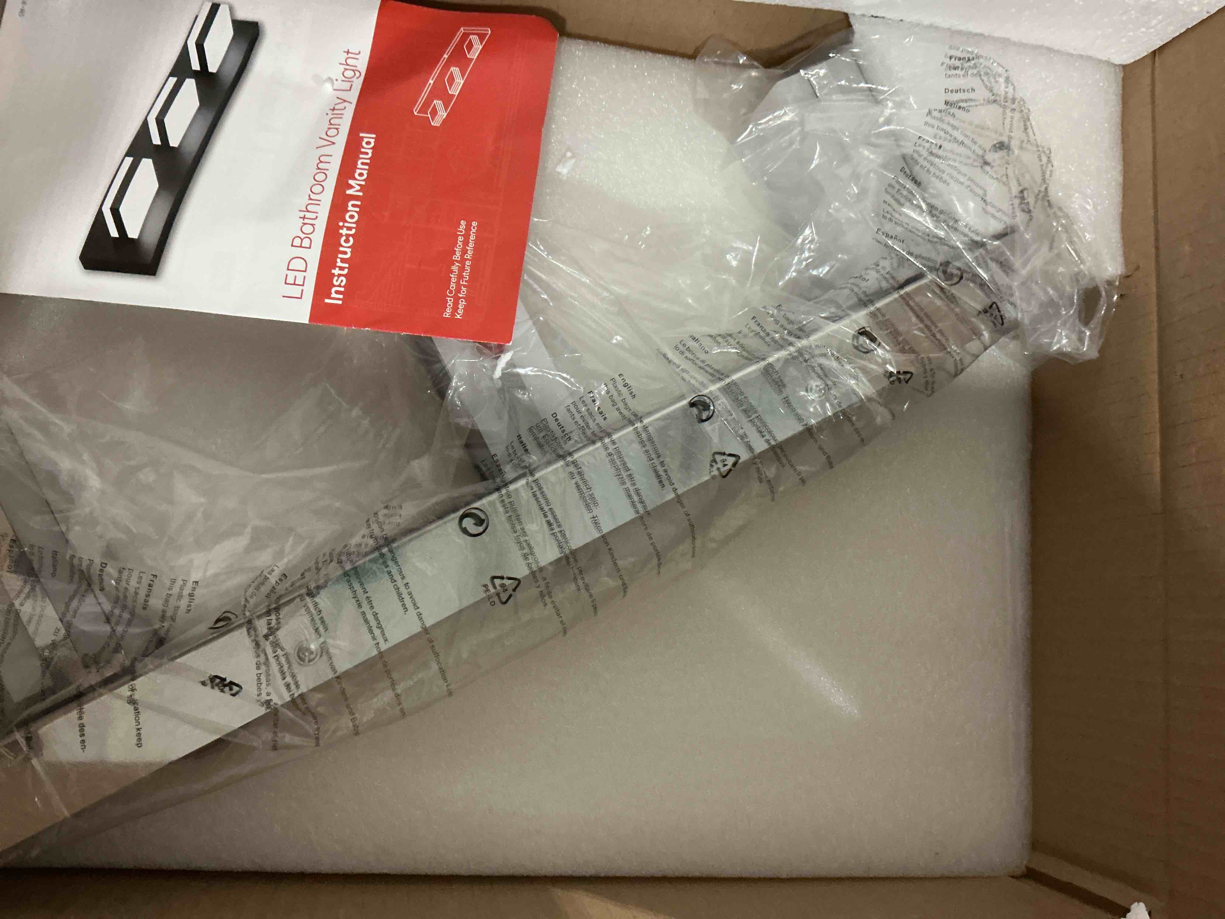 Condition photo showing Good Condition for VONLUCE Bathroom Vanity Light Fixture, 3-Light Modern LED Vanity Lights, 3CCT Adjustable Bathroom Light with Memory Function Rotatable Shades, 18" Wall Lighting Fixture Over Mirror, Chrome Chrome 3-Light