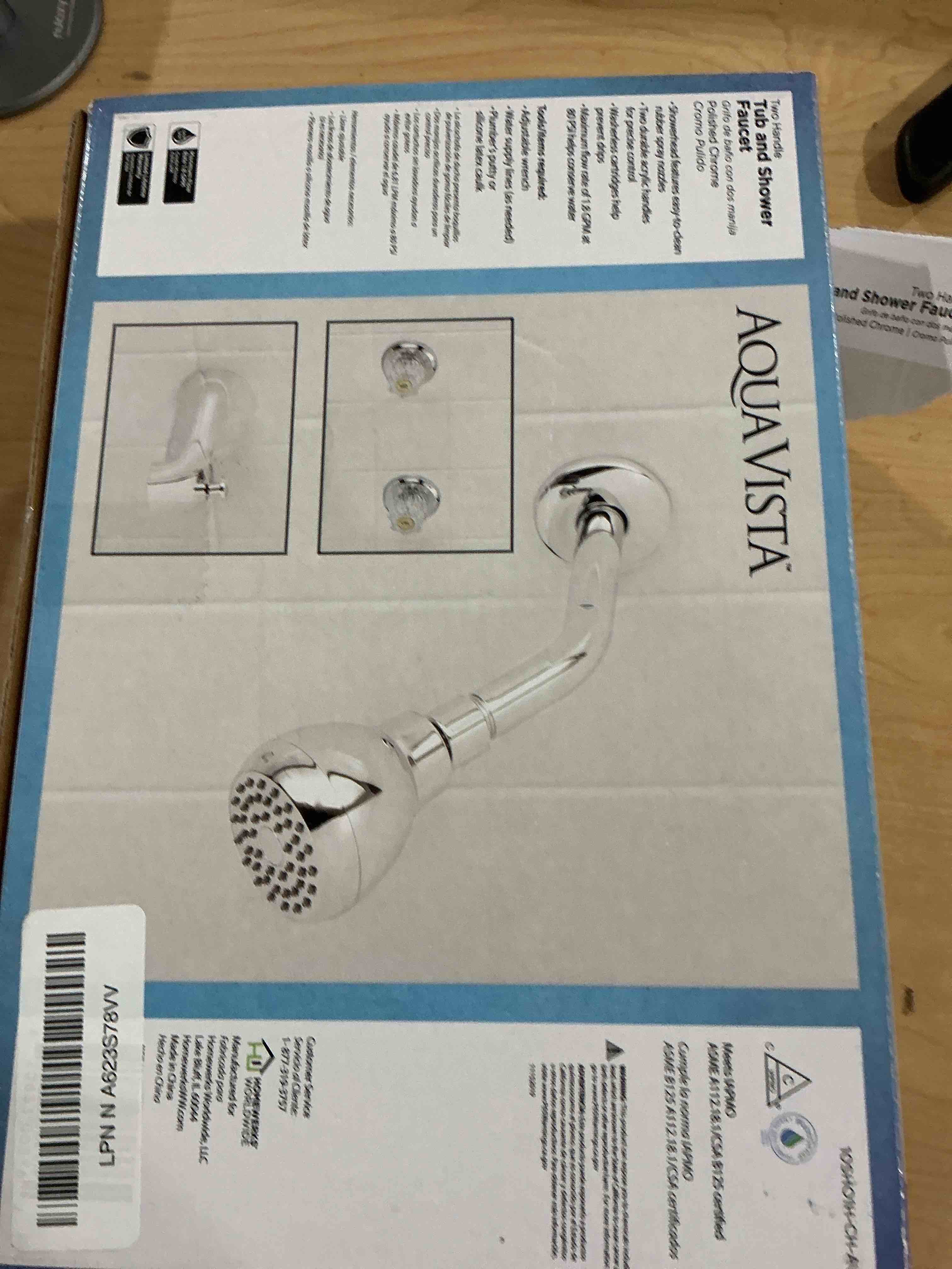 Condition photo showing Good Condition for Aqua Vista 10SHO1H-CH-AV Acrylic Knobs Tub and Shower Faucet Trim Kit, Polished Chrome Two Handle