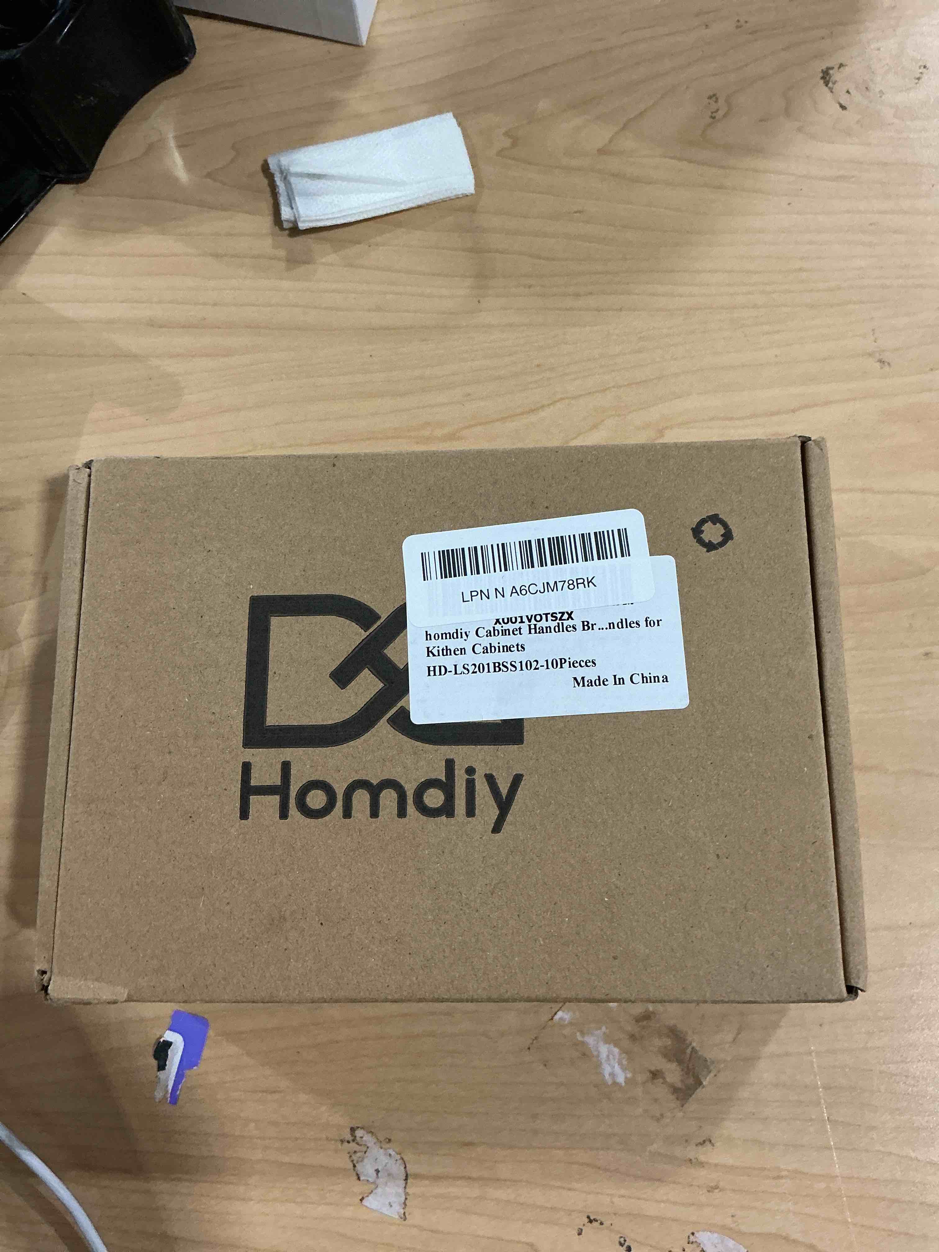 Condition photo showing New/Like New for homdiy Cabinet Handles Brushed Nickel Cabinet Pulls - HD201SNB Cabinet Hardware 10 Pack 4in Hole Centers Cabinet Door Handles for Kithen Cabinets 4in hole centers Brushed Nickel 10