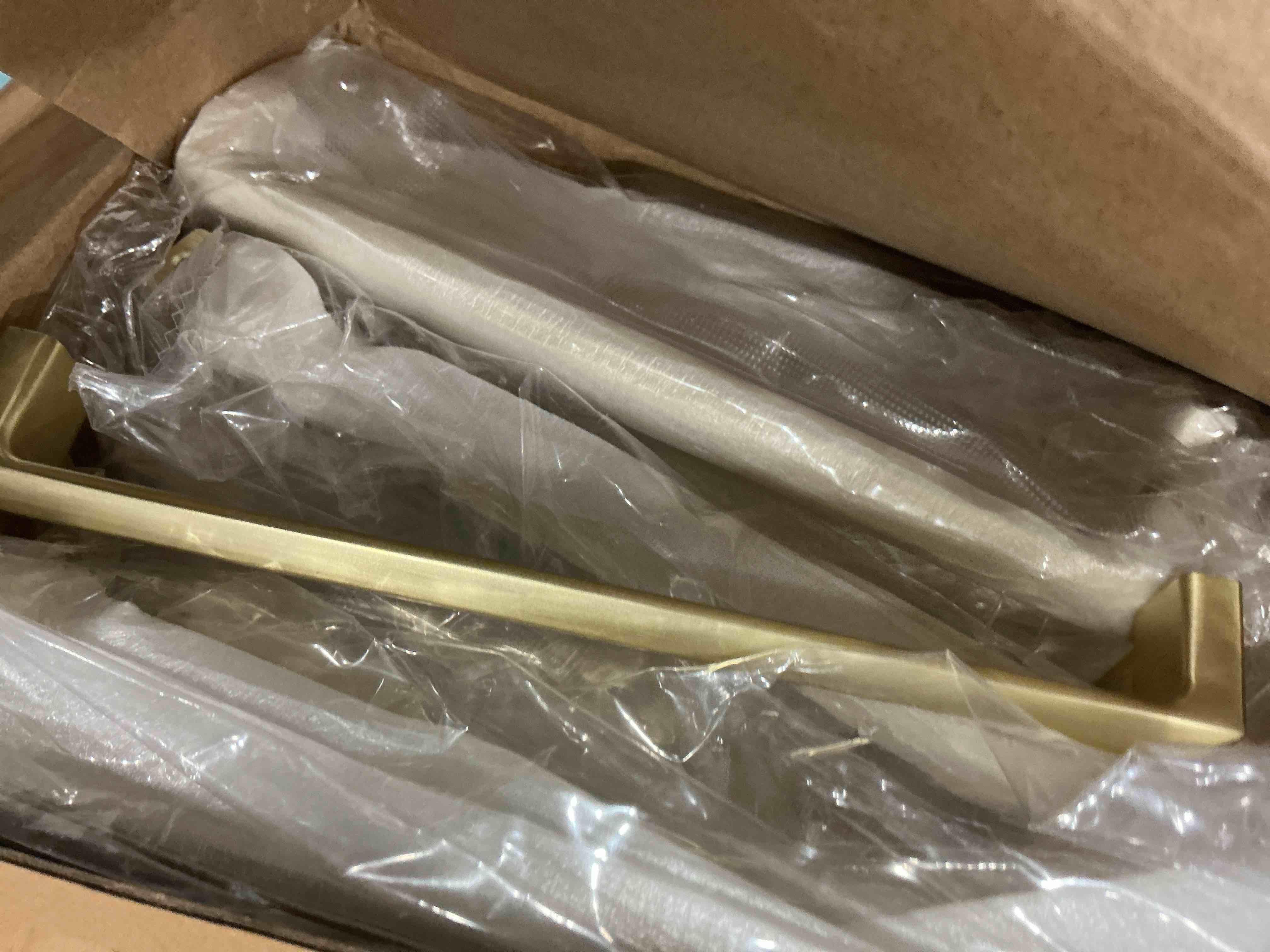 Condition photo showing Good Condition for Haidms 10 Pack Gold Cabinet Handles 6-5/16 Inch(160mm) Hole Center Soild Zinc Alloy Brushed Gold Cabinet Pulls Kitchen Drawer Pulls Cupboard Hardware for Kitchen 6-1/4 inch Hole Center Brushed Gold 10