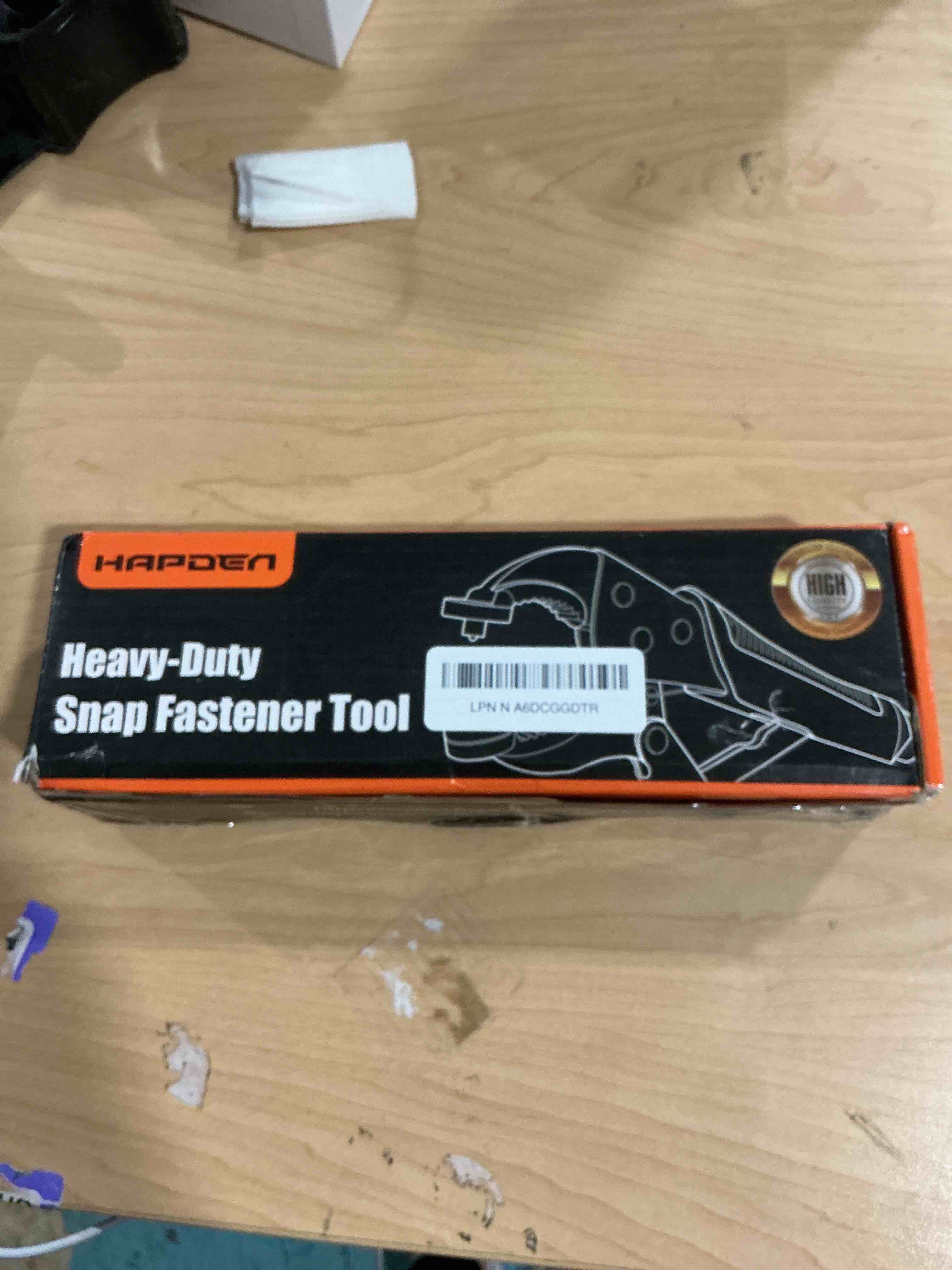 Condition photo showing Good Condition for Heavy Duty Snap Fastener Tool, Snap Setter Tool with 100 Sets 4 Color Boat Cover Snaps, Snap Repair Kit, Repairing Boat Covers, Canvas, Fabric, Tarps orange