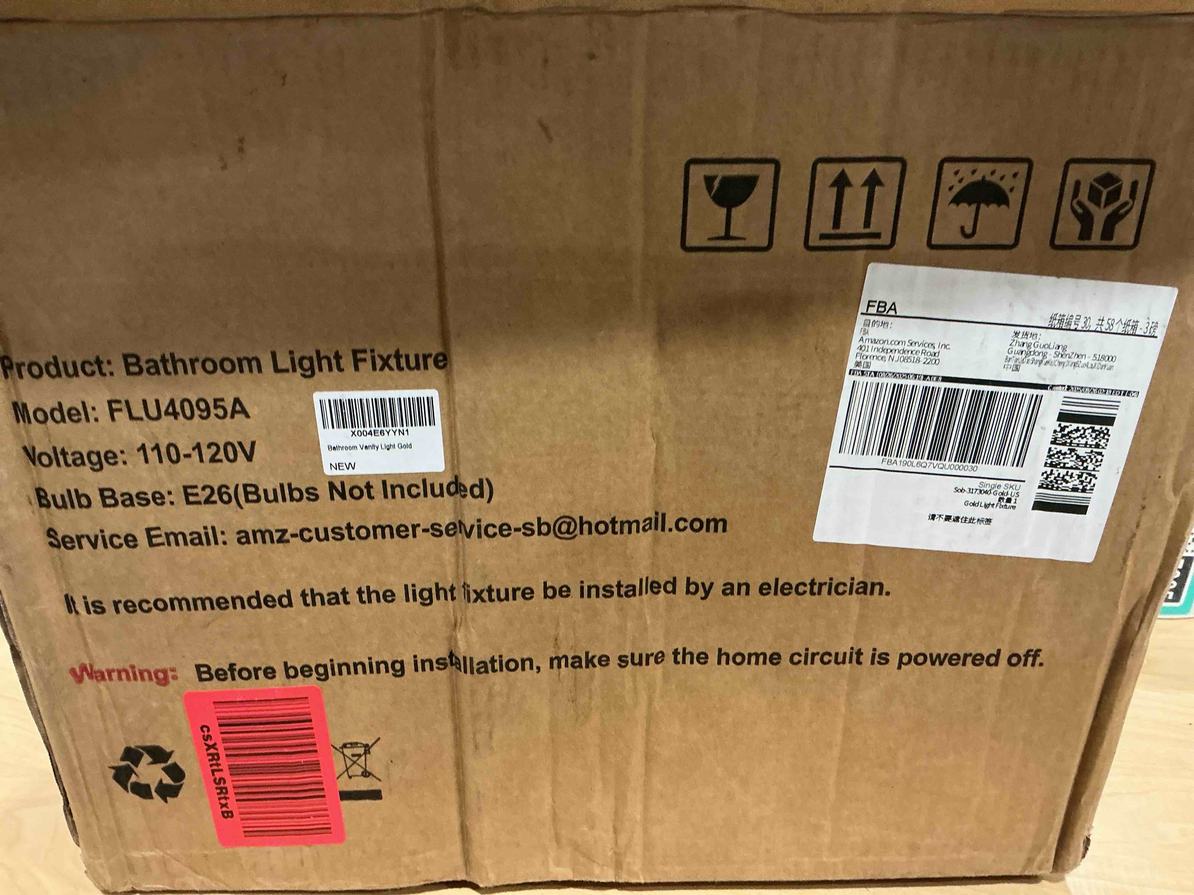 Condition photo showing New/Like New for Bathroom Vanity Light Fixtures, 3-Light Brushed Gold Wall Sconce with Clear Glass, Modern Vanity Lights Over Mirror for Bathroom, Kitchen, Living Room, Mirror, E26 Base(Bulbs Not Included) Gold 3 Lights