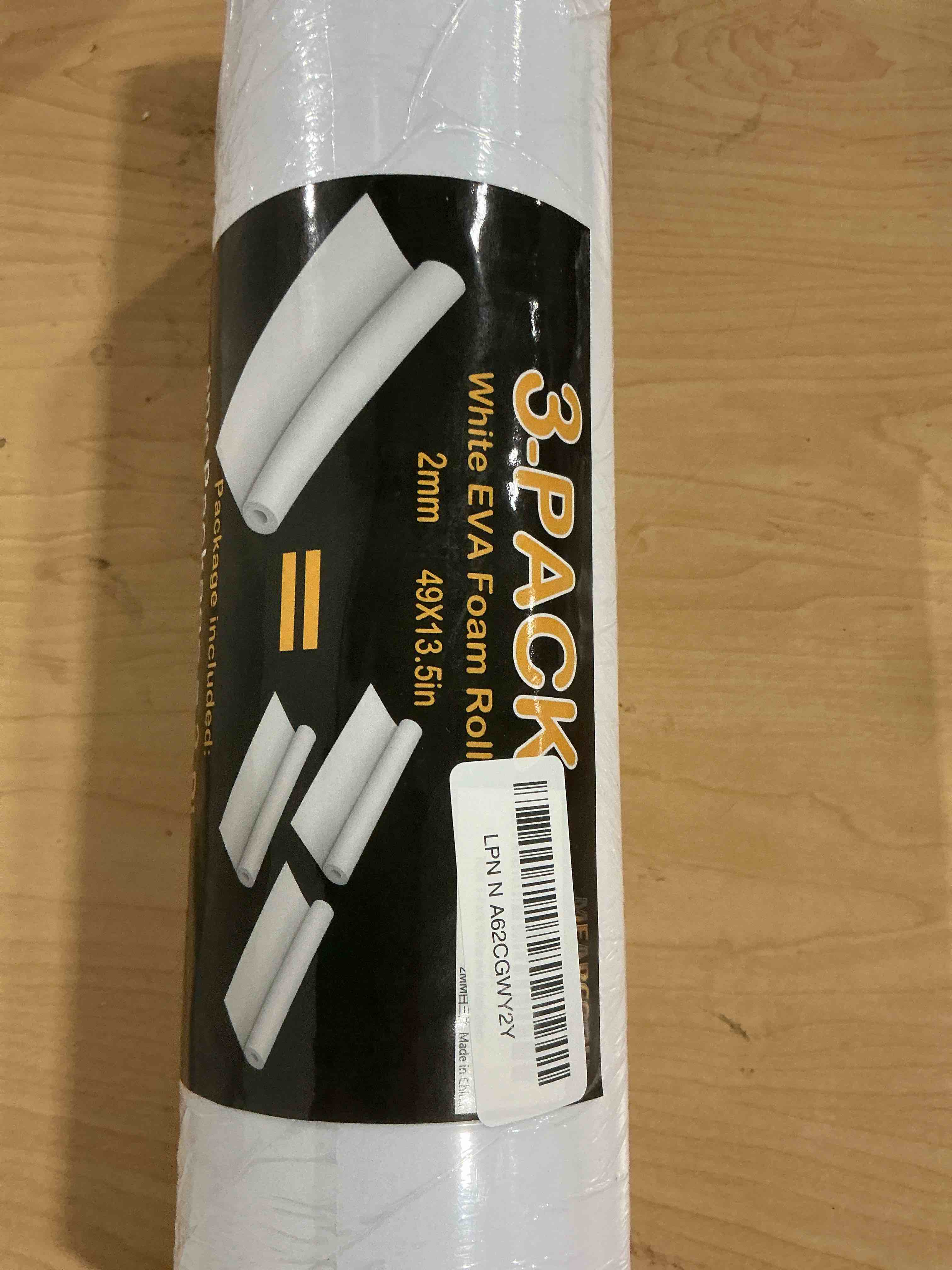 Condition photo showing Good Condition for MEARCOOH 3-Pack 2mm Thick White Eva Foam Sheets roll, 13.5" x 49" Premium eva Craft Foam for Halloween Cosplay Costume 3pcs:white Thickness-2mm