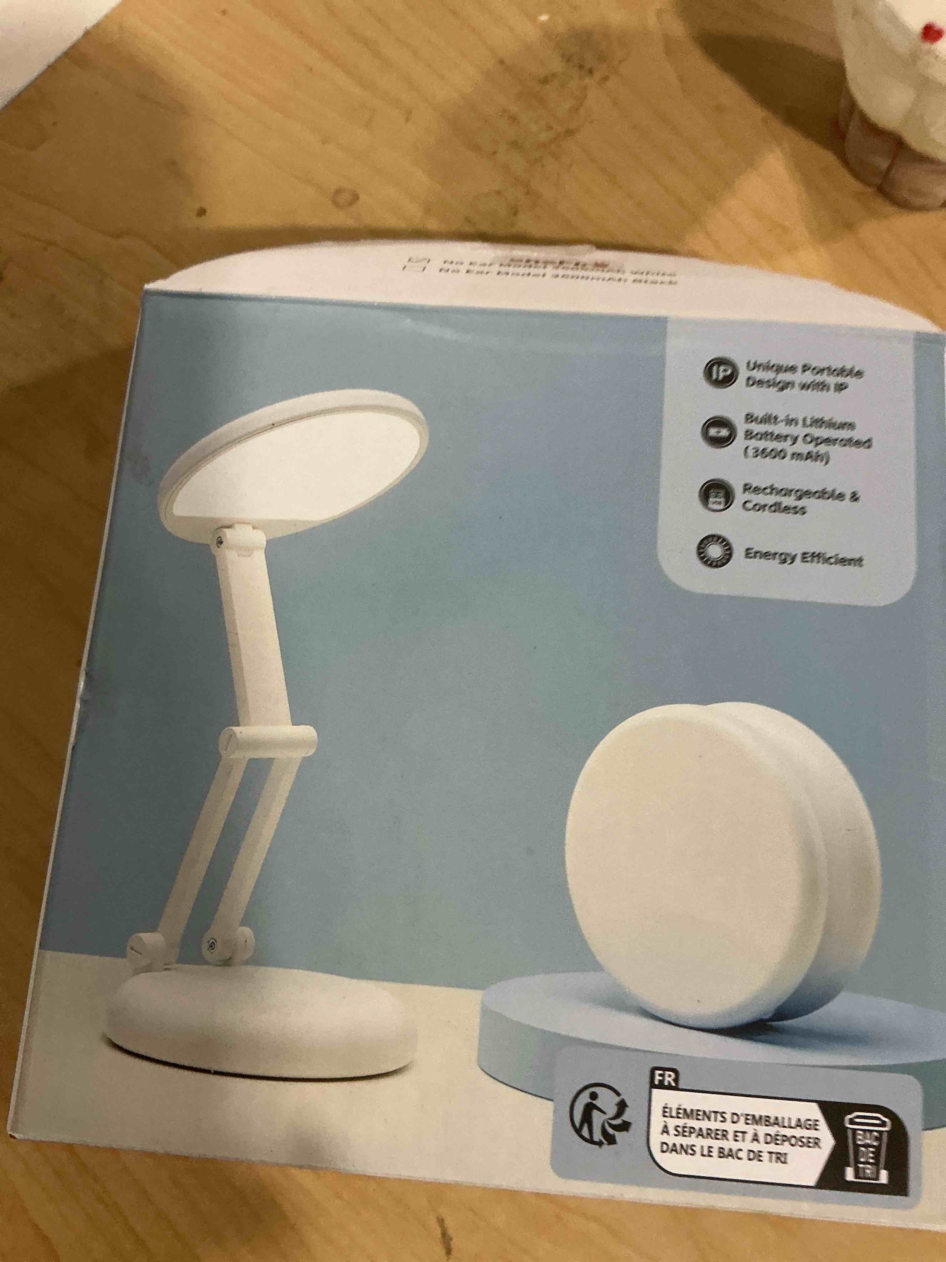 Condition photo showing Good Condition for One Fire Cordless Desk Lamp,Dimmable Small Battery Powered Lights,3600mAh Rechargeable Wireless Table Lamp,Mini Lamp&Portable Light for Bed,Book Reading,Home for Small Spaces,Nail Light,Craft,Office White