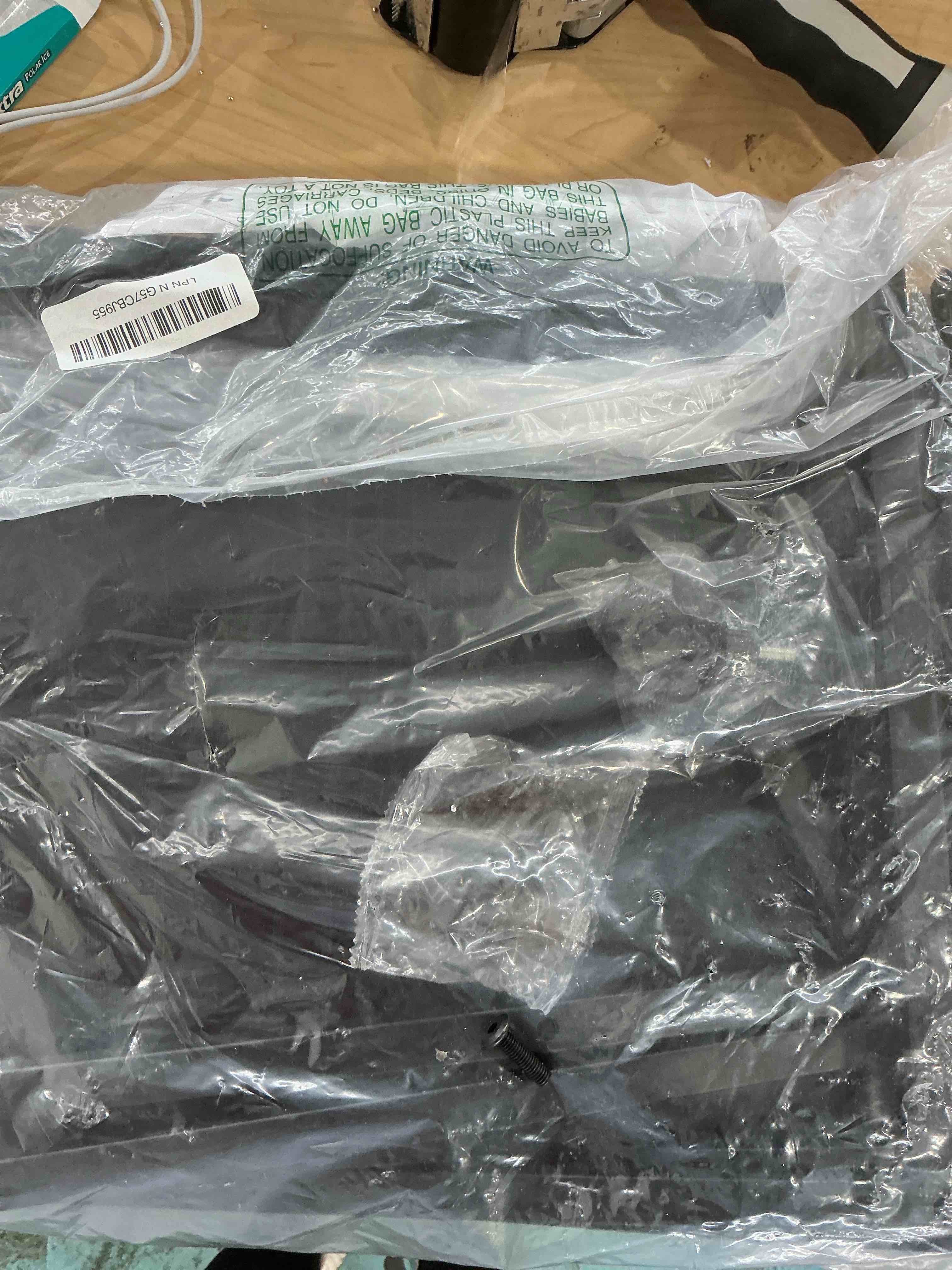 Condition photo showing As Is for Kitchen Microwave Stand,4-Tier Adjustable Bakers Rack,Multi-Purpose Kitchen Storage Cart for Coffee Station,Space-Saving Metal Appliance Shelf for Living Room (Coal-Black)