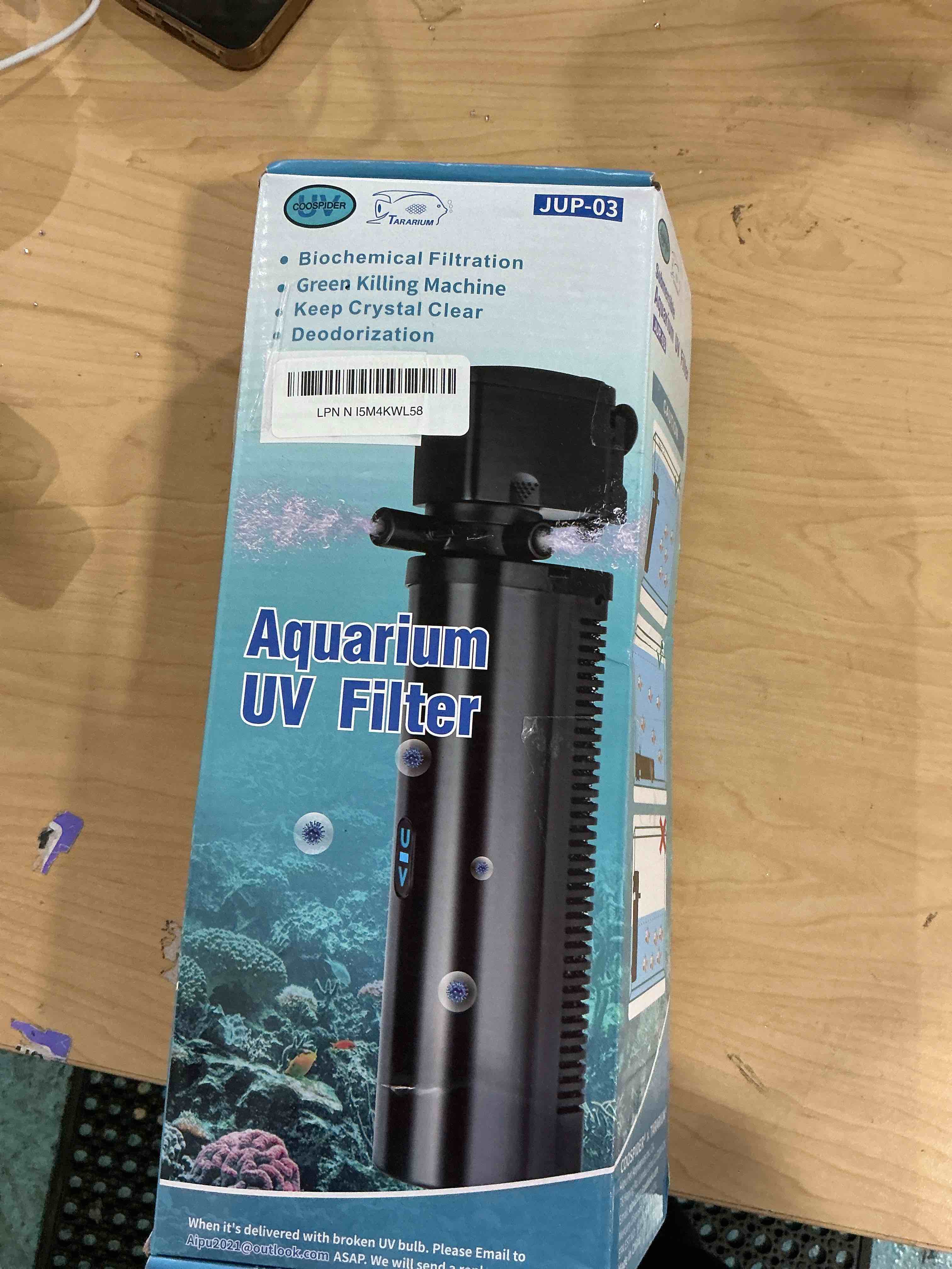 Condition photo showing Good Condition for Aquarium Filter for 75-200 Gallon Tank, U-V Fish Tank Green Clean Machine Submersible Powerful Pump Canister Filter 300GPH for Pond Turtle Tank Saltwater Freshwater Crystal Clear Green Killing JUP-03 (for 75-200 Gallon Tank) POWERFUL