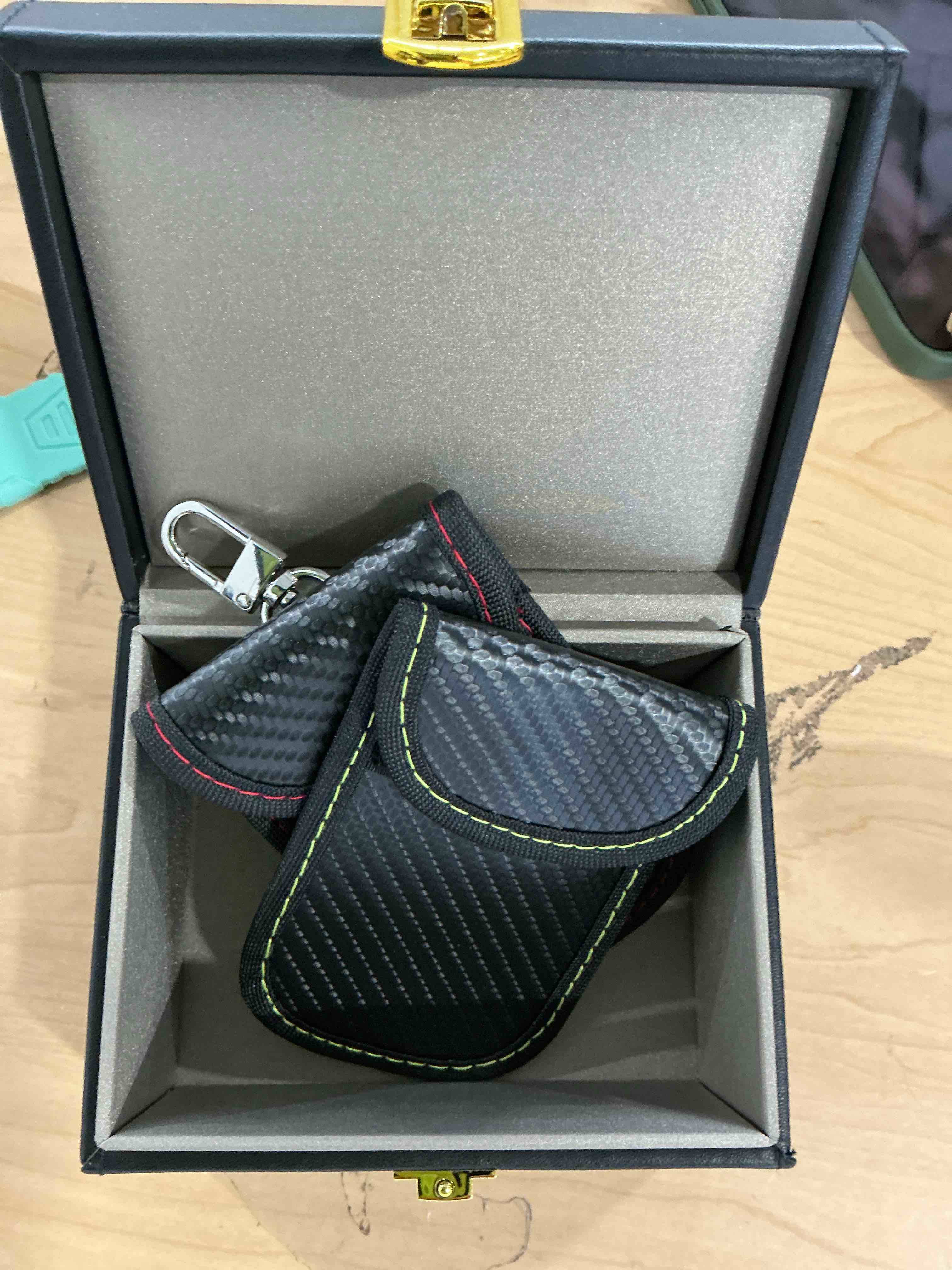 Condition photo showing New/Like New for faraday box & 2 pack faraday bag for key fob protector, faraday cage key fob signal blocker faraday key fob protector faraday pouch rfid box for car keys medium