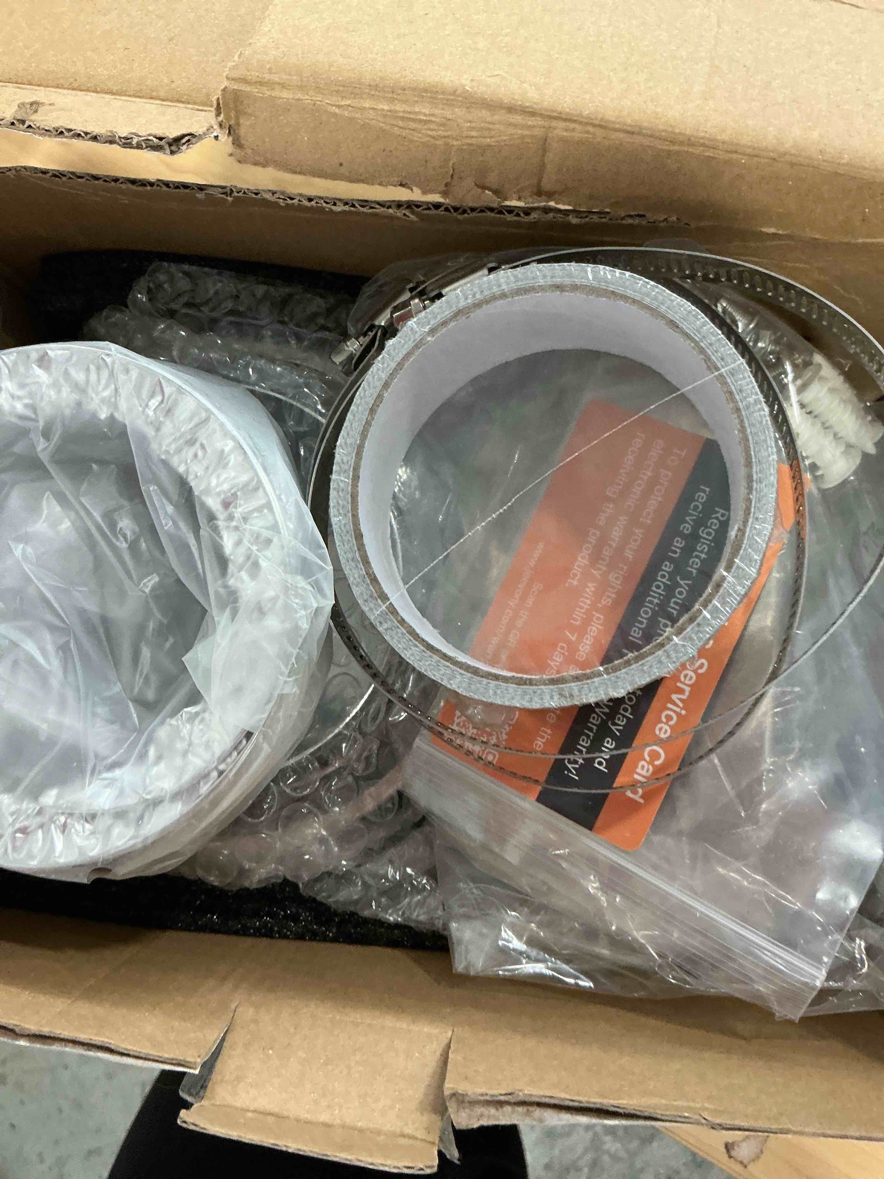 Condition photo showing Good Condition for magnetic dryer vent coupling connector kit - dv180 airtight seal, quick connect, includes 4"x3.3ft duct & 2 clamps