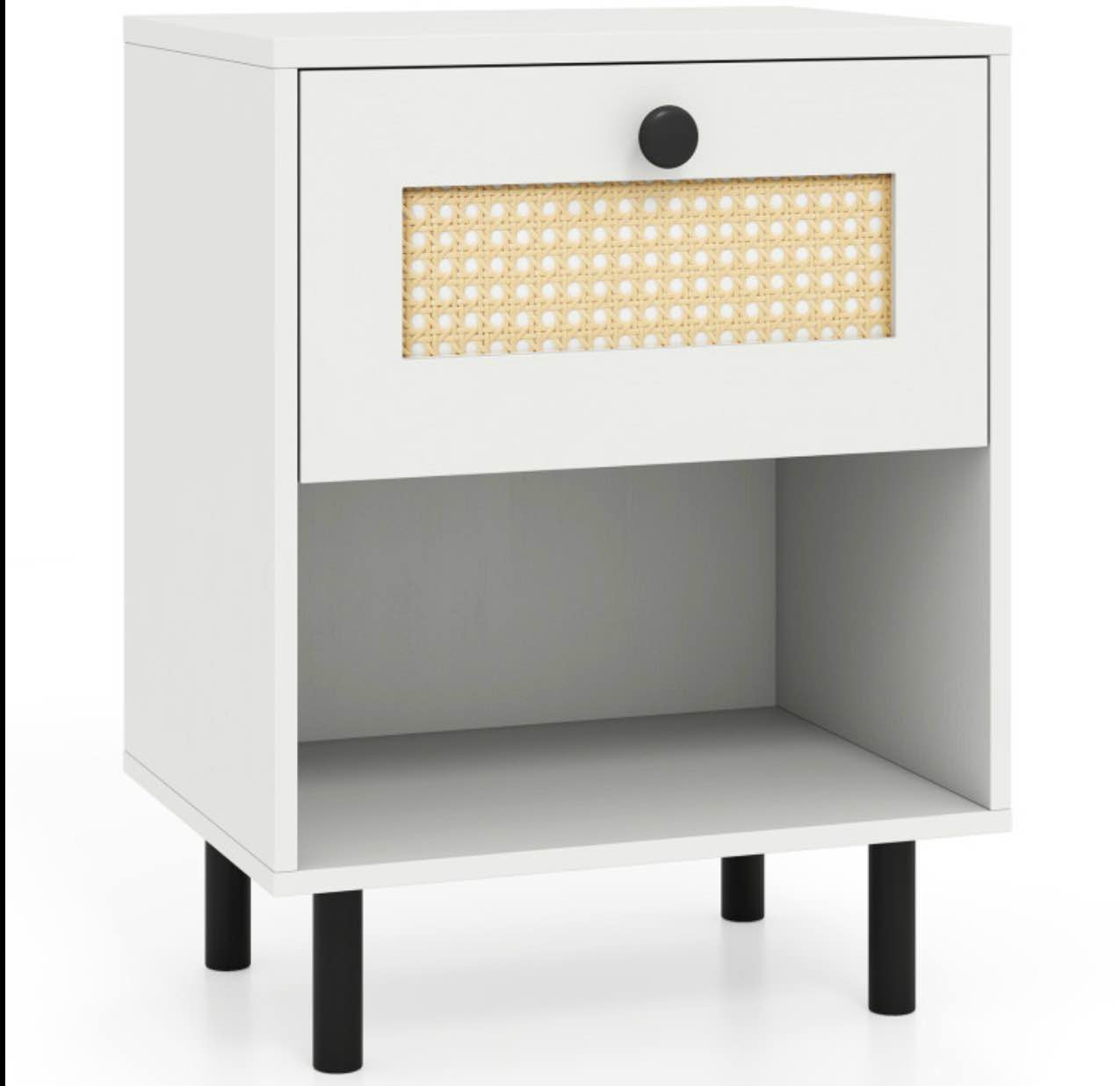 rattan nightstand boho end table with rattan design