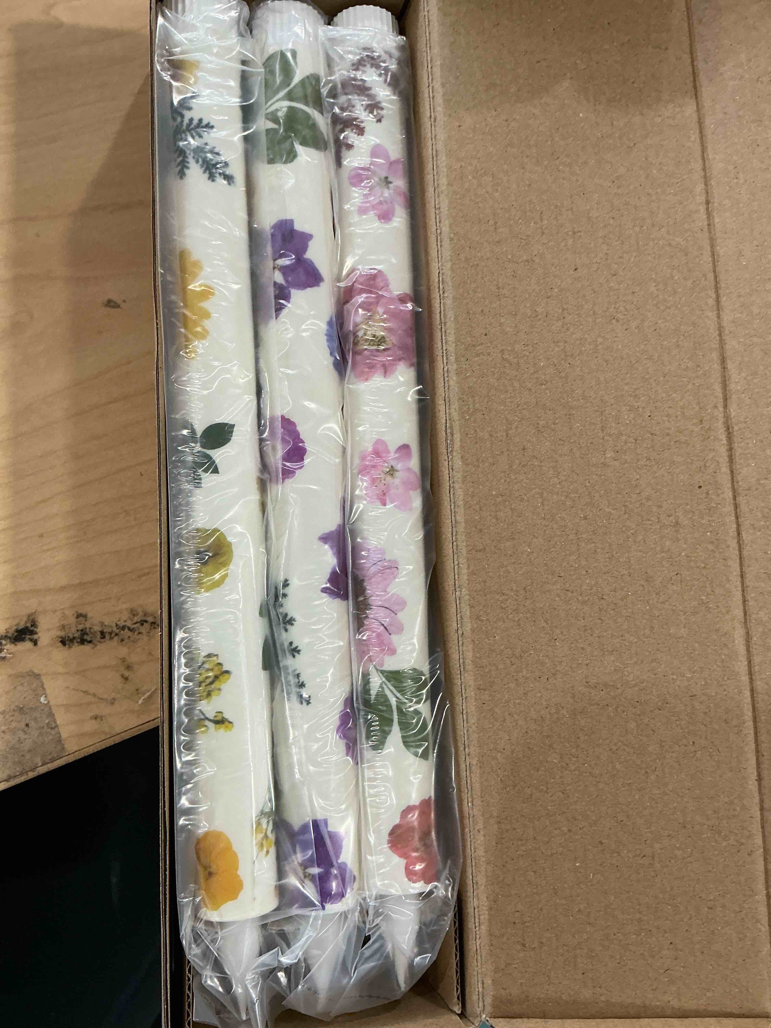 Condition photo showing Good Condition for nuanchu 6 pcs floral taper candles 10.6 inch pastel flameless candles colored battery operated dried flower candlestick led pressed floral candlestick for home wedding summer garden party decoration fresh