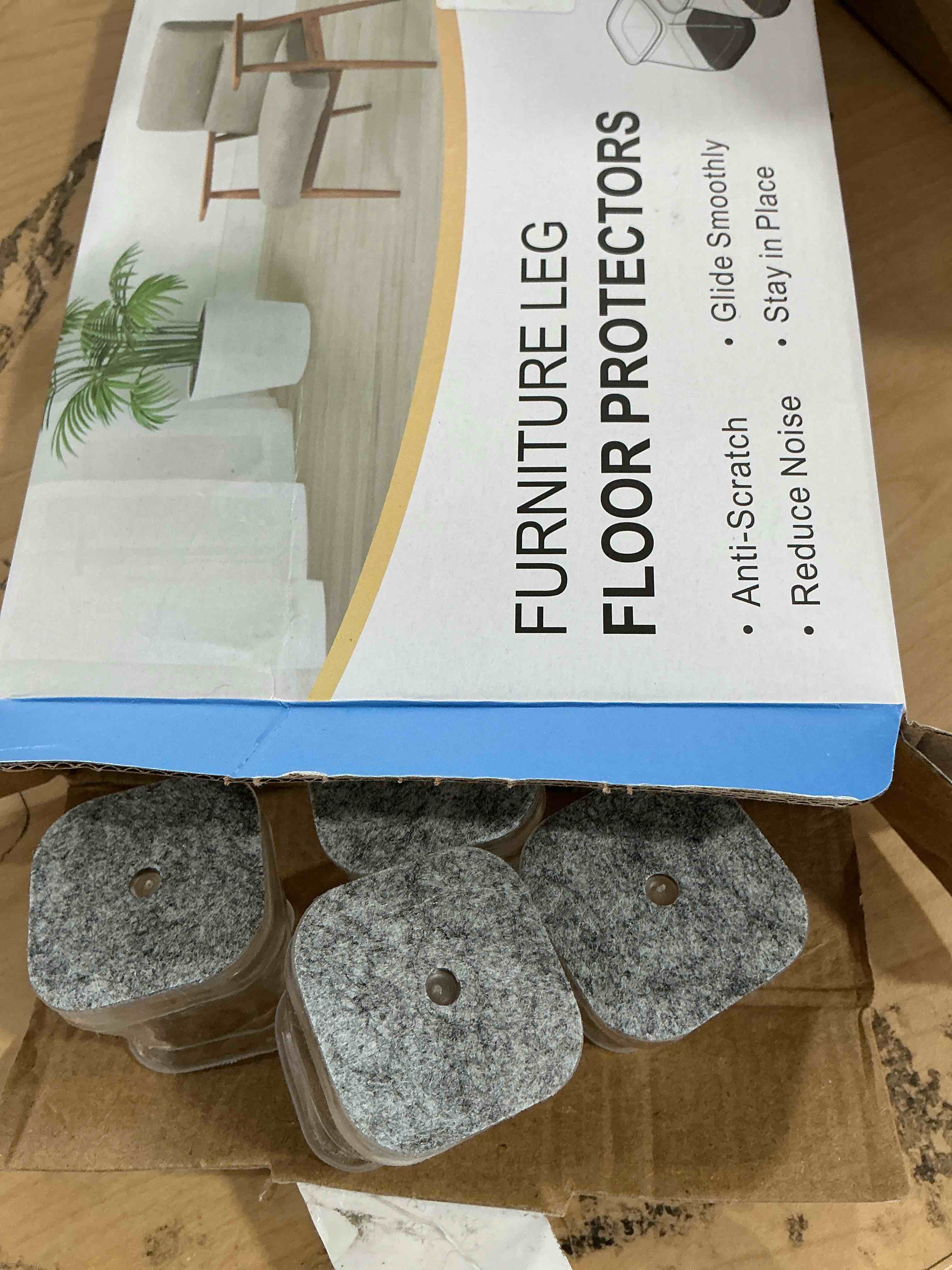 Condition photo showing New/Like New for ansible 24 pcs chair leg floor protectors square, silicone felt furniture leg pads caps covers for hardwood floors (fit:1-1/16" to 1-5/8") square l clear