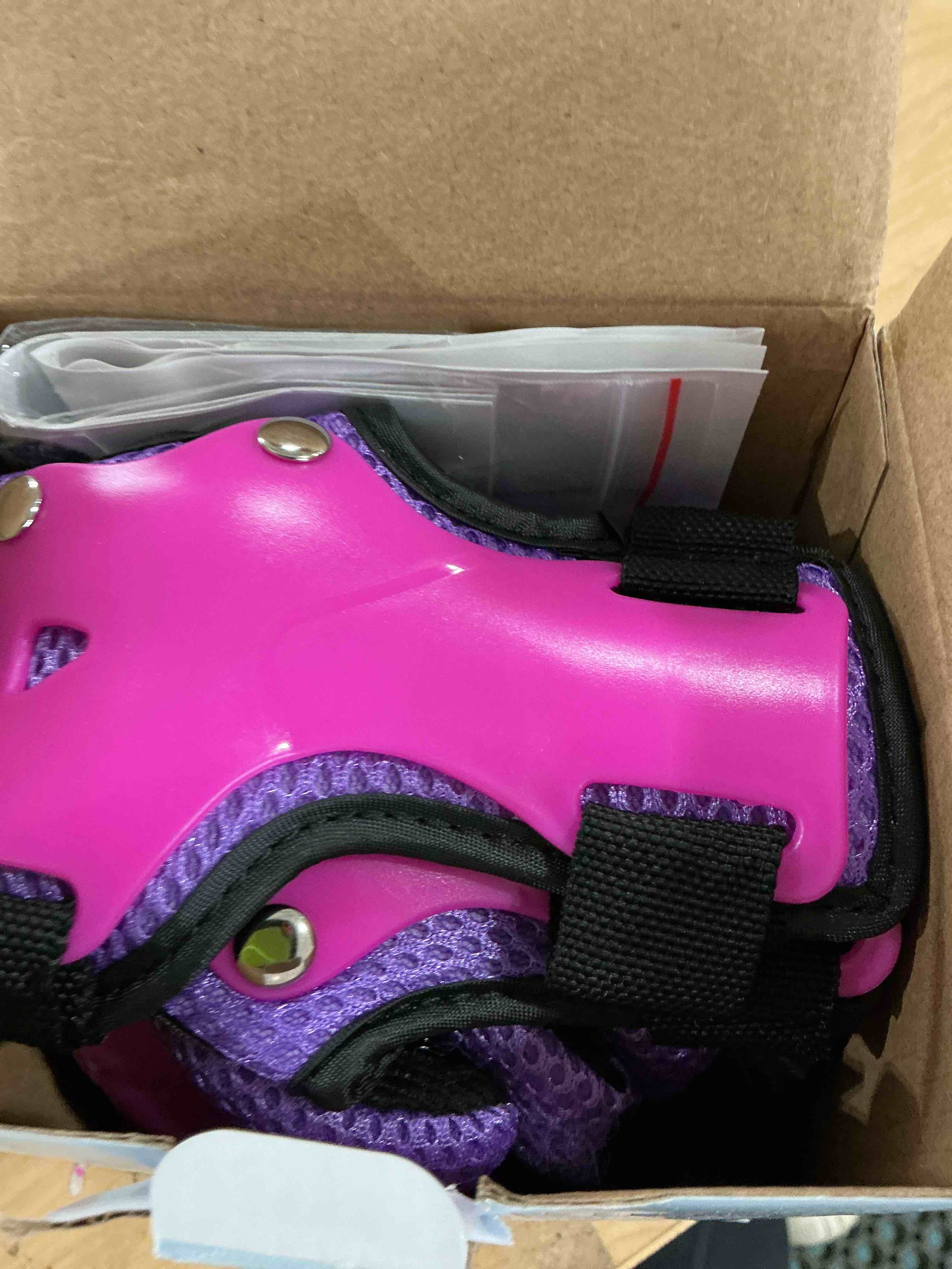 Condition photo showing Good Condition for kuyou kids knee pads elbow pads guards protective gear set safety gear for roller skates cycling bmx bike skateboard inline skatings scooter riding sports. rose purple small