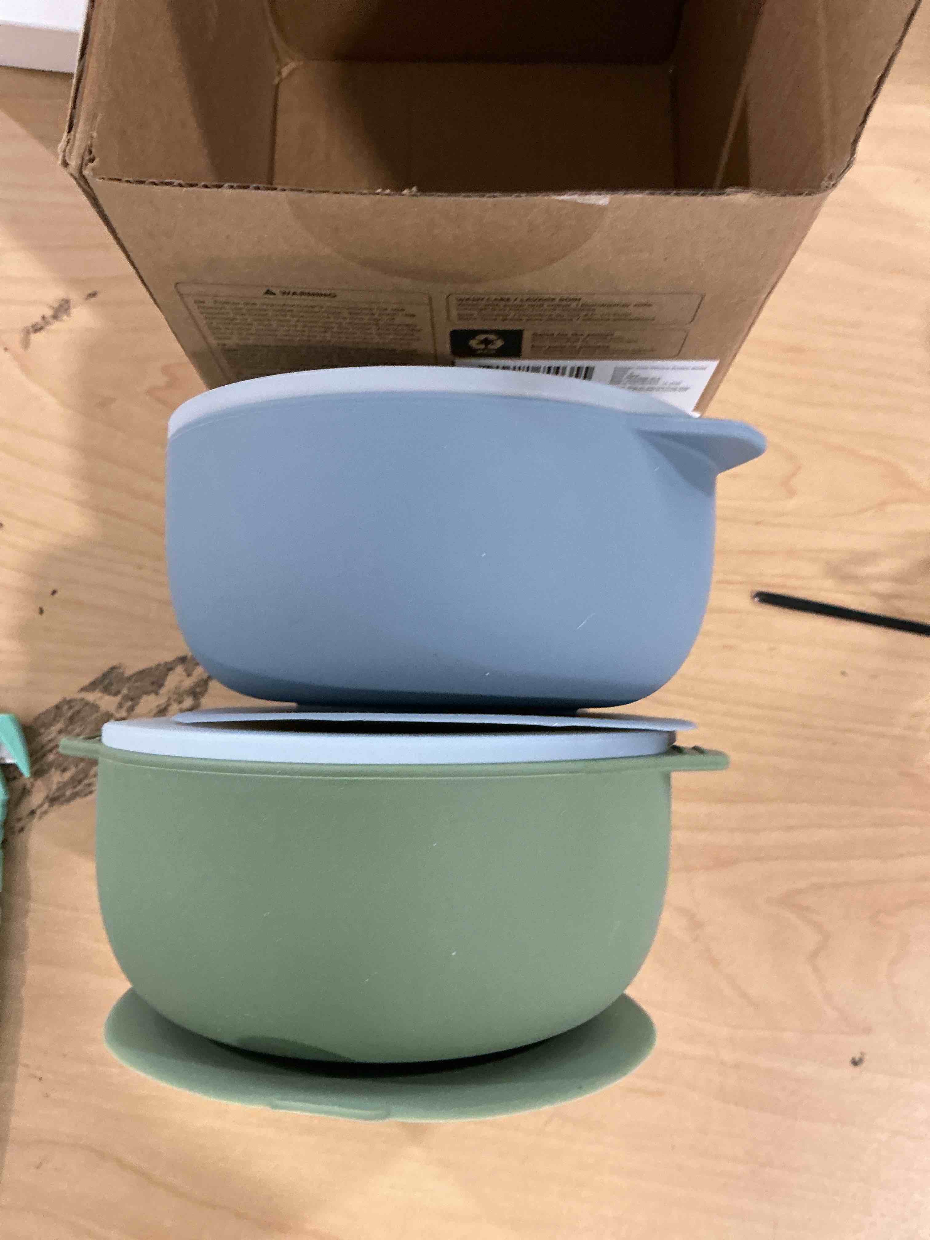 Condition photo showing Good Condition for keababies 2-pack baby bowls with suctions, lids - silicone toddler suction bowls for baby boy, girl, kids, food grade silicone, bpa-free, dishwasher safe, toddler eating essentials (slate)