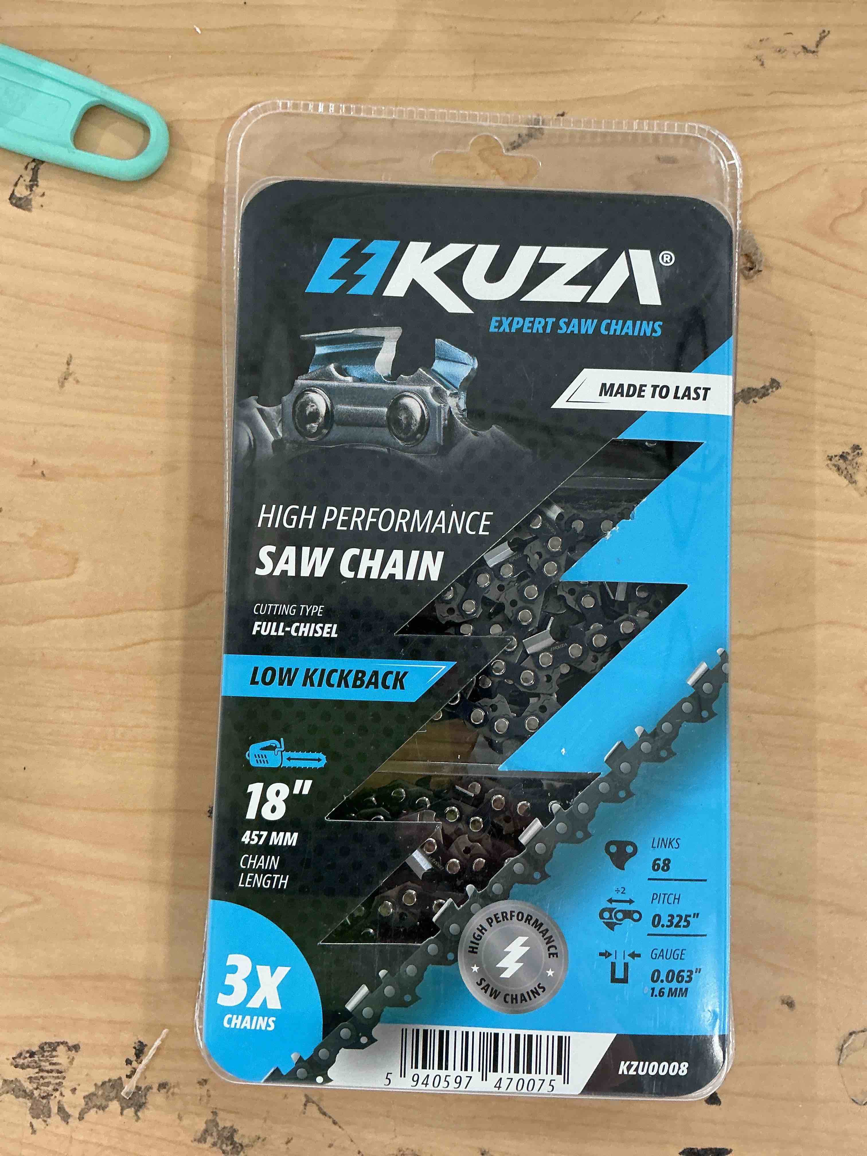 Condition photo showing Good Condition for stihl 18 inch chainsaw chain 0.325" pitch, 063" gauge, 68 drive links, german steel, fits 26rs 68 fits stihl (pre 2023 .063" gauge) 025, ms250, ms251-3005 008 4717, 36390050068 (3 chains) 18" .325" .063" 68dl - german steel *3