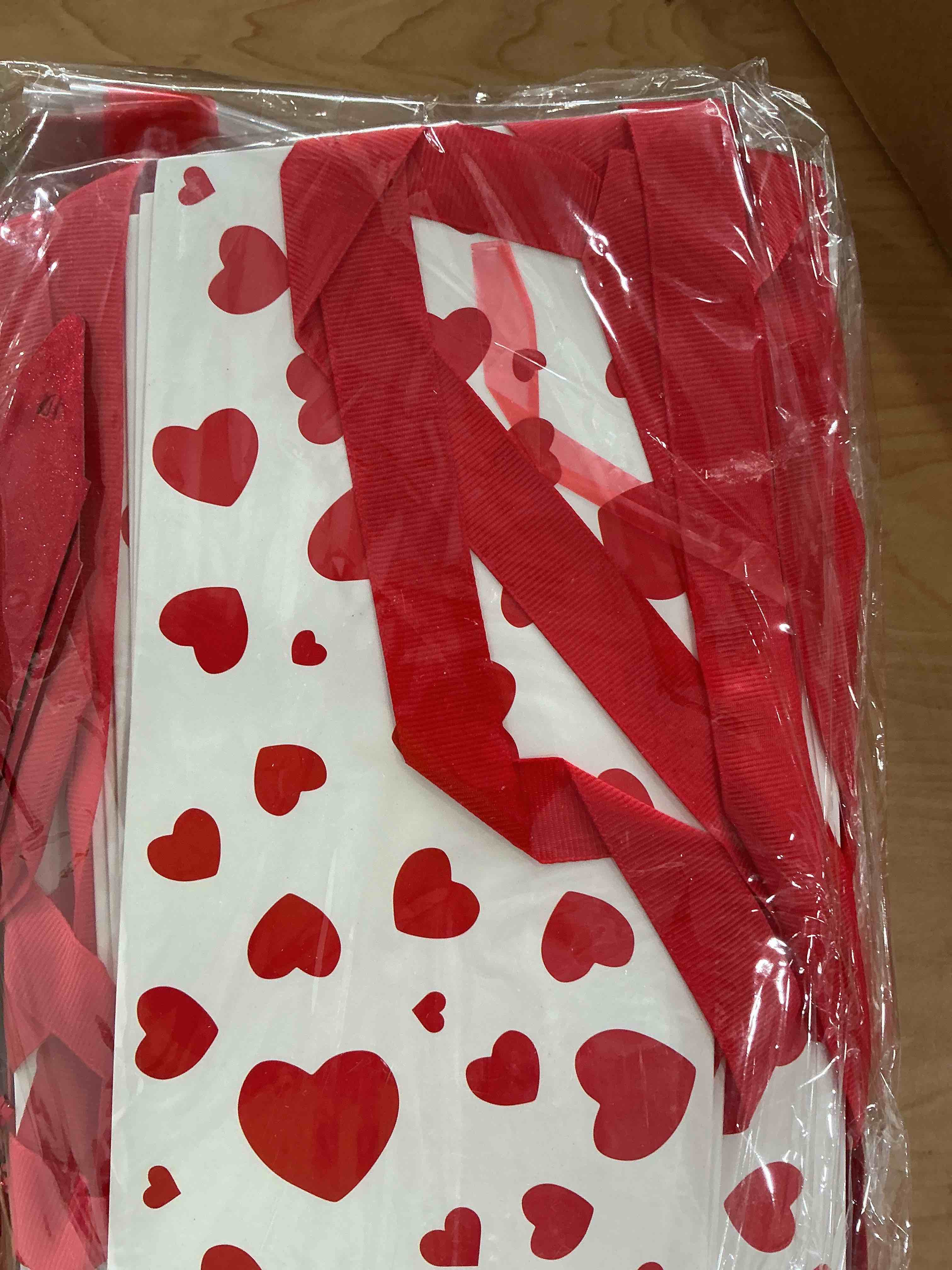 Condition photo showing New/Like New for moinchore 12 set valentine basket for gifts empty 9.8 x 6.5'' red heart market tray cardboard with bows, cellophane bags, twist tiles, empty to fill for summer birthday bridal wedding party supplies red, white valentine day