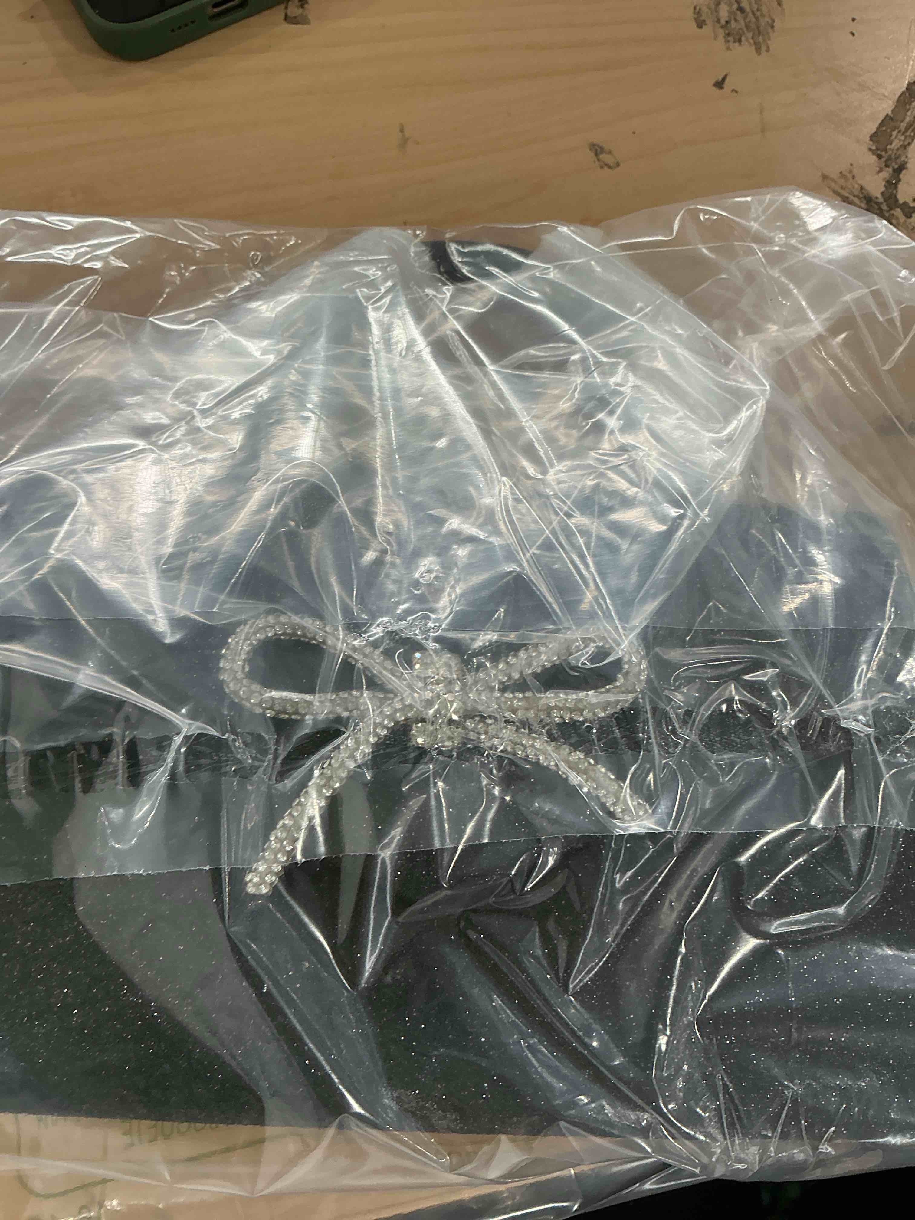 Condition photo showing Good Condition for womens evening bag sparkly bow clutch purse wedding party purses glitter rhinestone cocktail prom handbags black