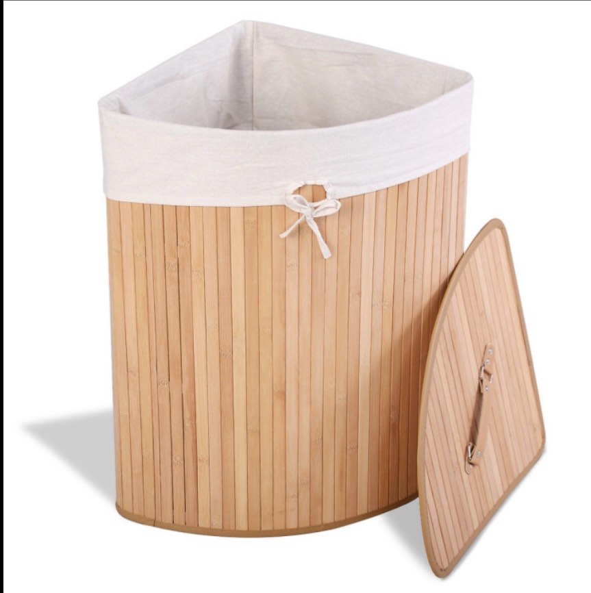 bamboo laundry basket with lid natural