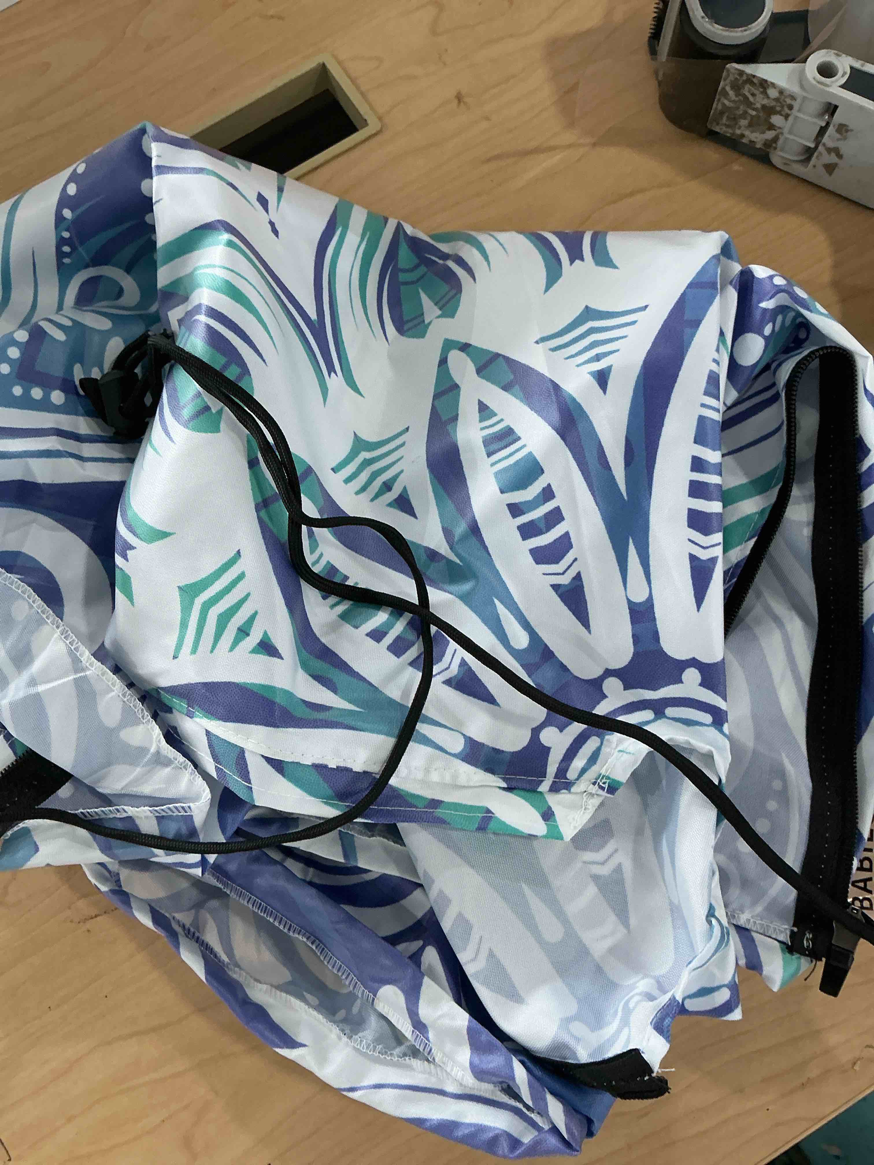 Condition photo showing Good Condition for circular fitted outdoor tablecloth with umbrella hole and zipper heavy duty weather proof picnic table clothes car rv road trip equipment outside gardening gifts for father mother wife husband blue flowers fit 36-44inch tables