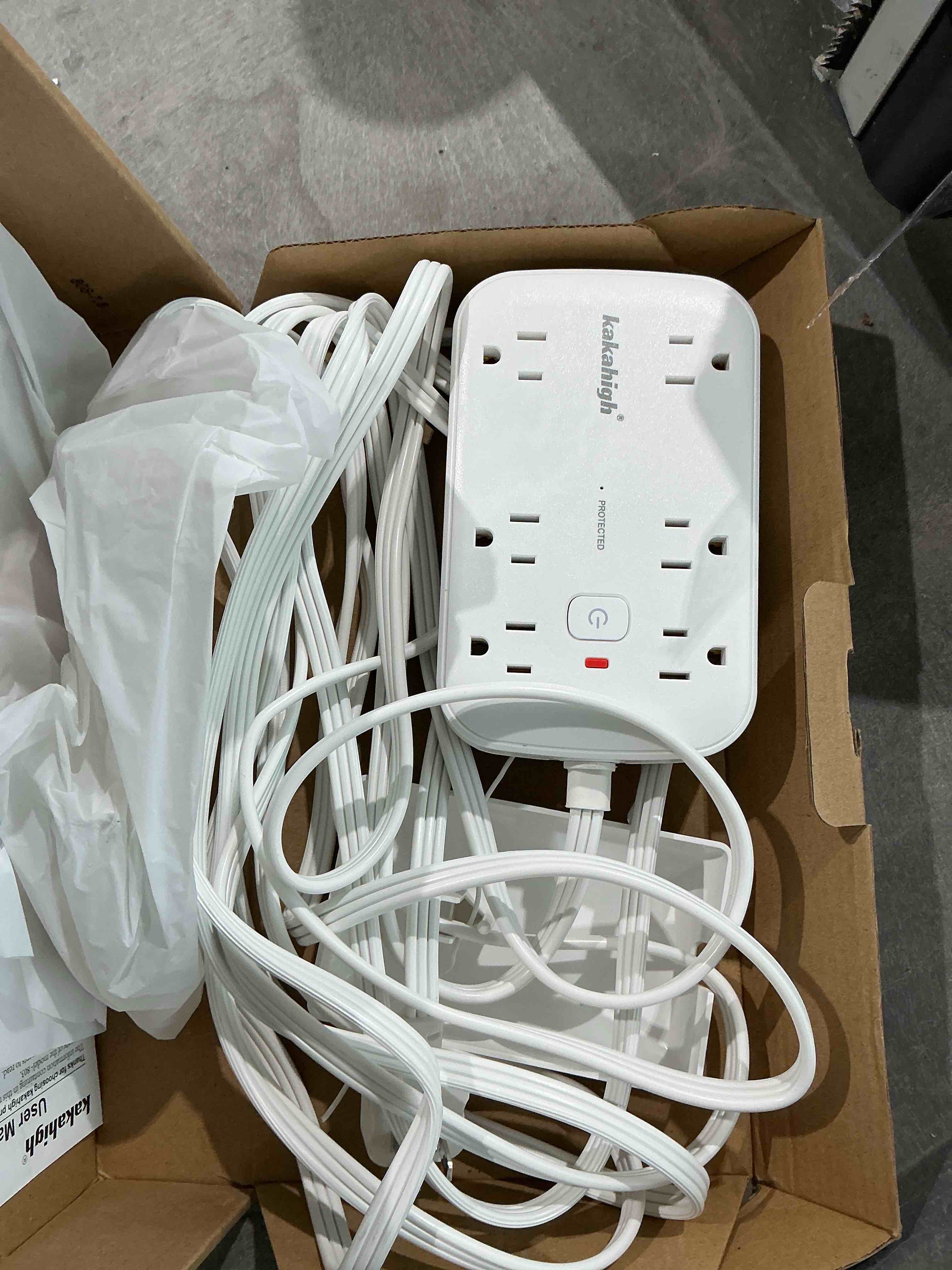 Condition photo showing Good Condition for 20ft extension cord with outlet cover & multi usb, ultra thin plug concealer with cord & 12ac outlet 6 usb (24w/4.8a), charging station for multiple devices, for behind wall furniture couch tv 20ft white