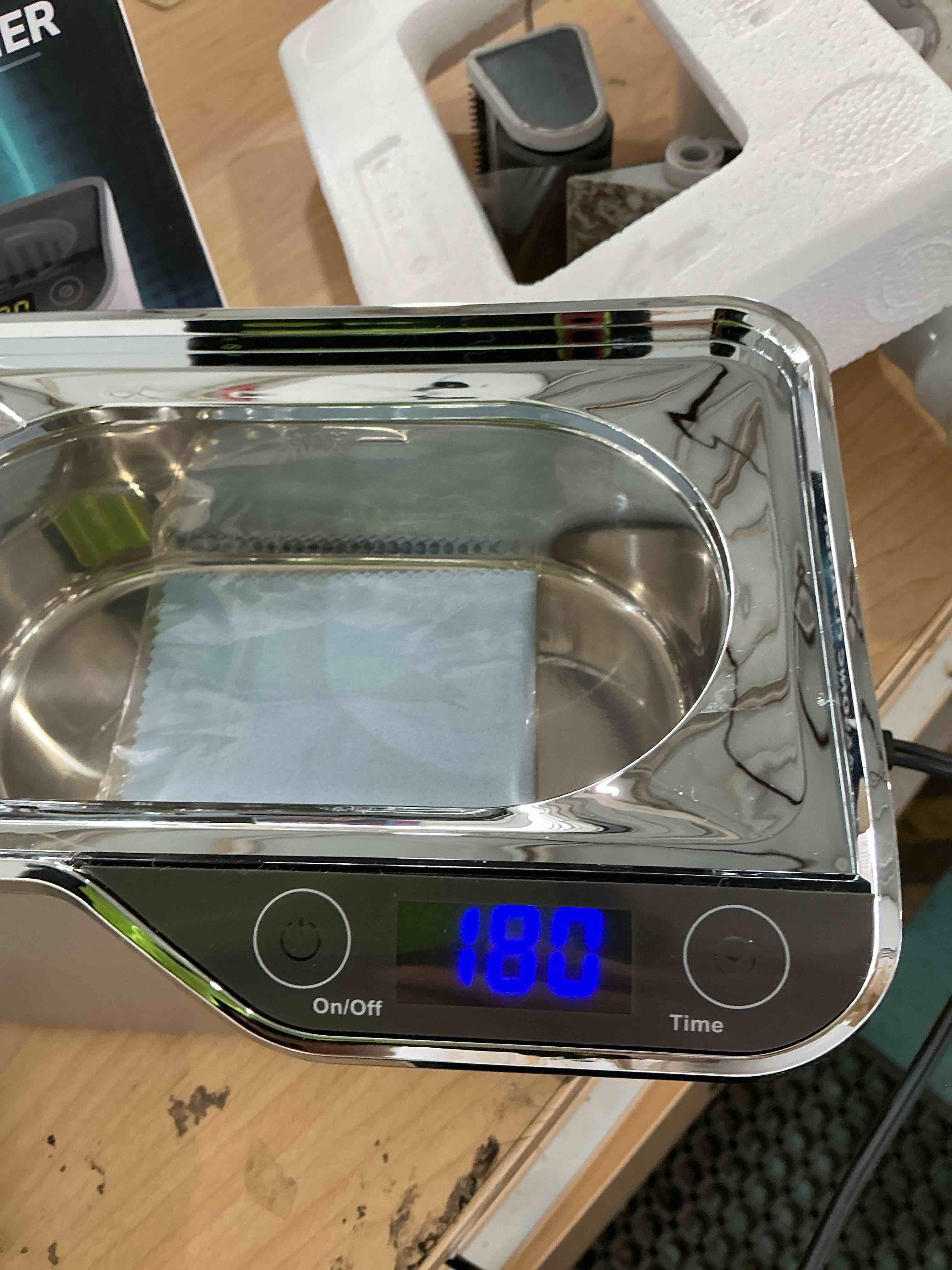 Condition photo showing Good Condition for lifebasis ultrasonic cleaner, professional 45khz ultrasonic jewelry cleaner 20 ounces (600ml) with digital timer, watch holder ultrasonic glasses cleaner for rings, coins, watches, dentures, silver