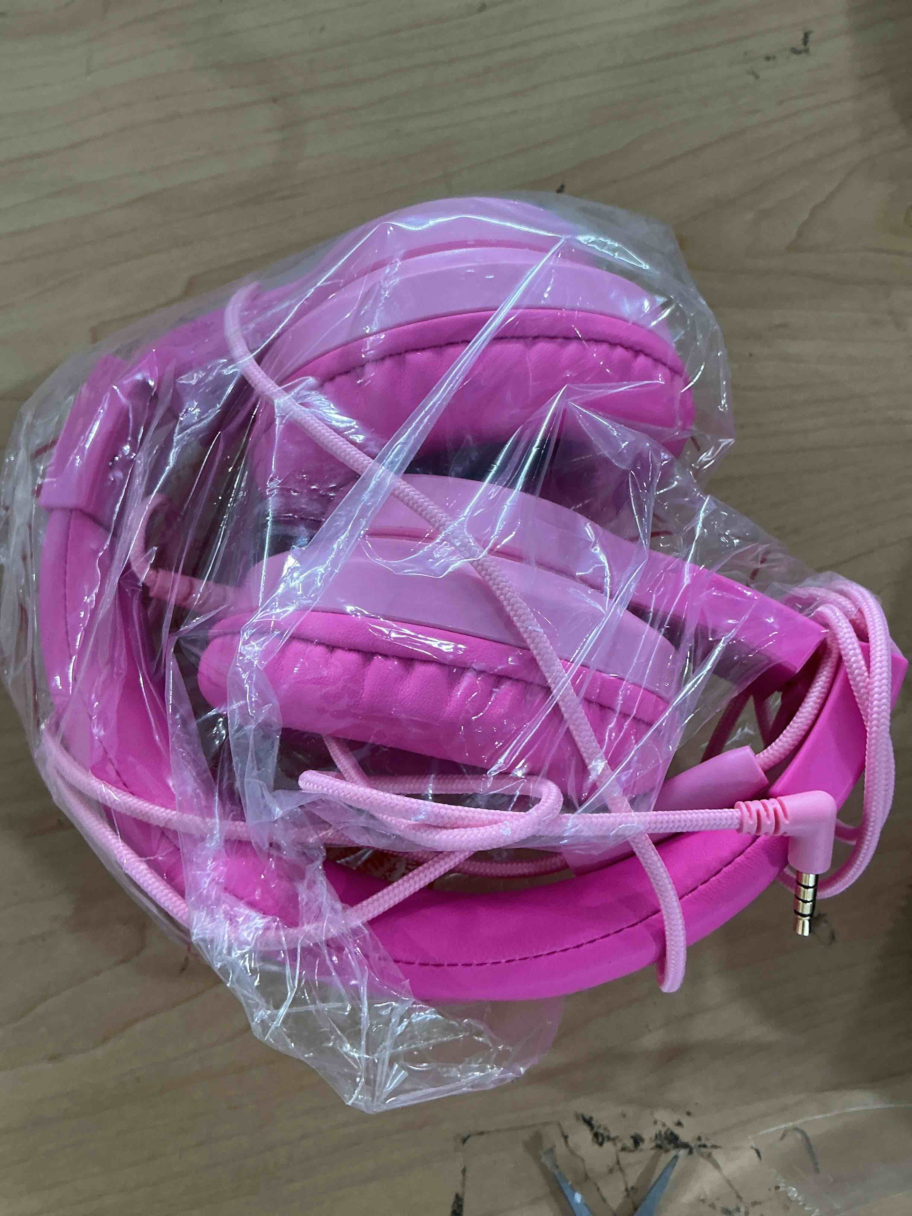 Condition photo showing Good Condition for candy bila kids headphones, wired headphones for kids over ear with microphone, 85/94db volume limiter headphone for girls boys, foldable headphone for learning & entertainment, gradient pink