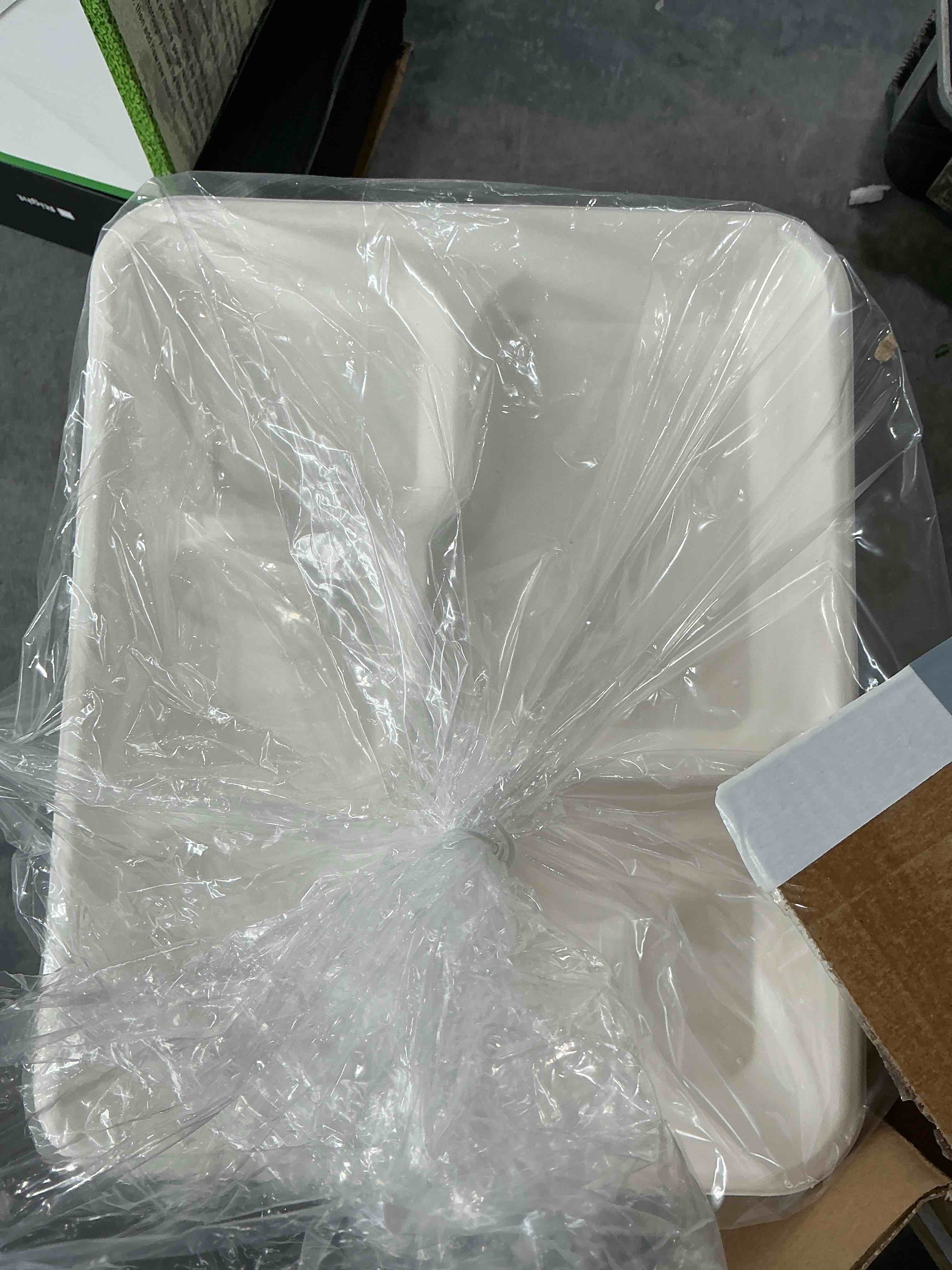 Condition photo showing New/Like New for ecolipak 100% compostable 5 compartment plates, 125 pack disposable paper plates, heavy-duty biodegradable sugarcane plates, eco-friendly school lunch trays 10.25 x 8.25 inch white 125pk