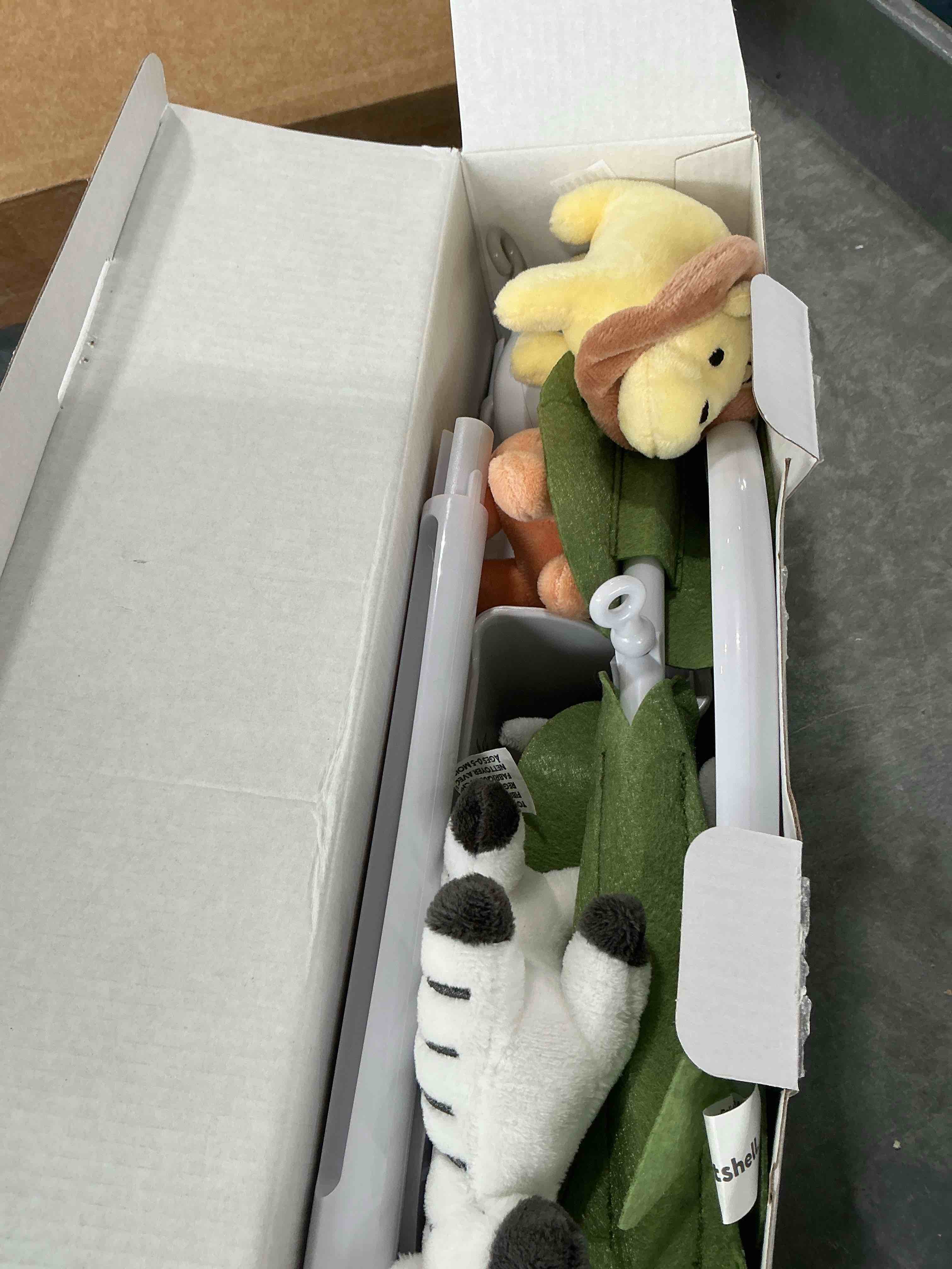 Condition photo showing Good Condition for the peanutshell crib mobile for boys or girls - white musical baby crib mobile with 12 lullabies, jungle animal, baby safari animals nursery decor