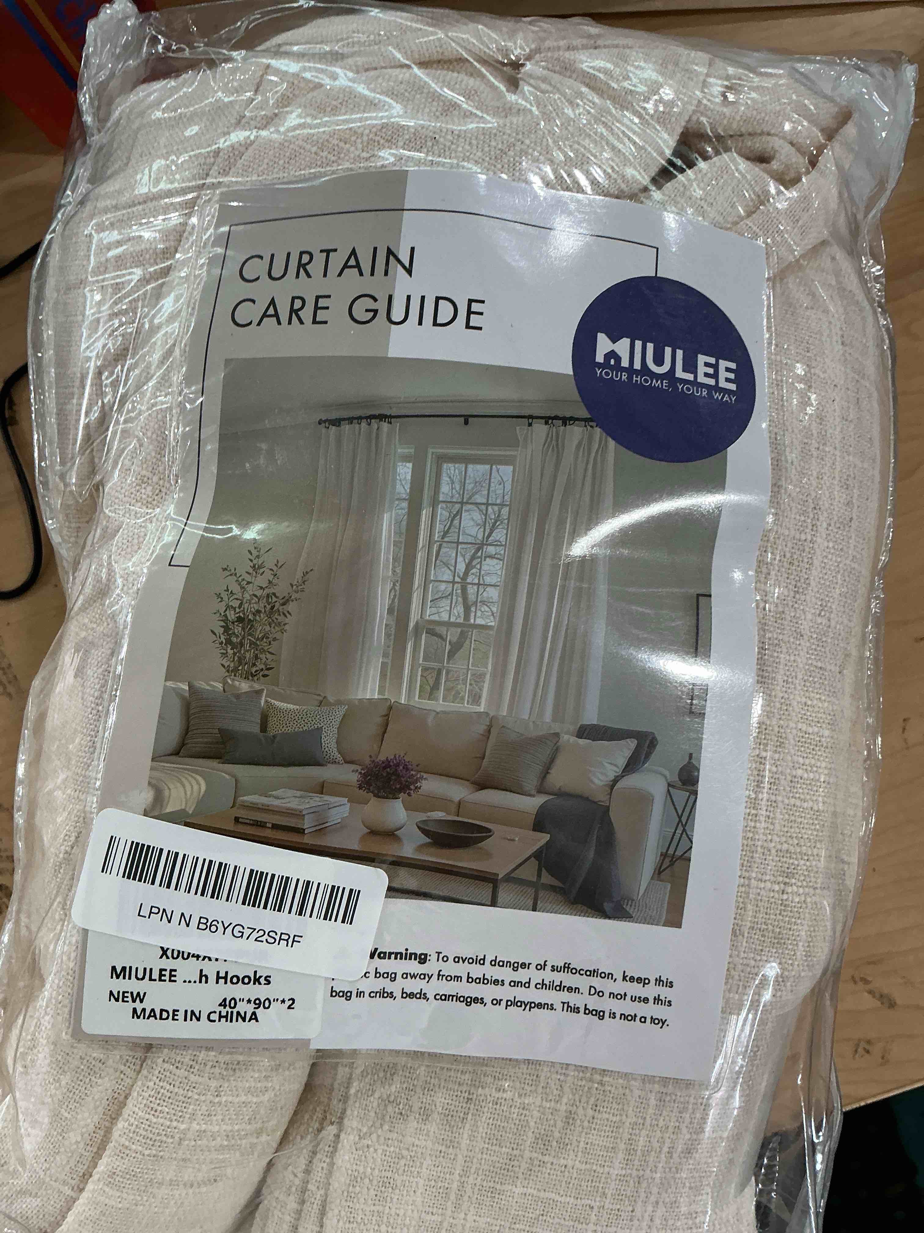 Condition photo showing Good Condition for miulee pinch pleated thick linen curtains 90 inches long 2 panels for living room bedroom, linen textured memory trained pleat drapes back tab light filtering cream ivory window curtains with hooks 40"w x 90"l (pack of 2) linen