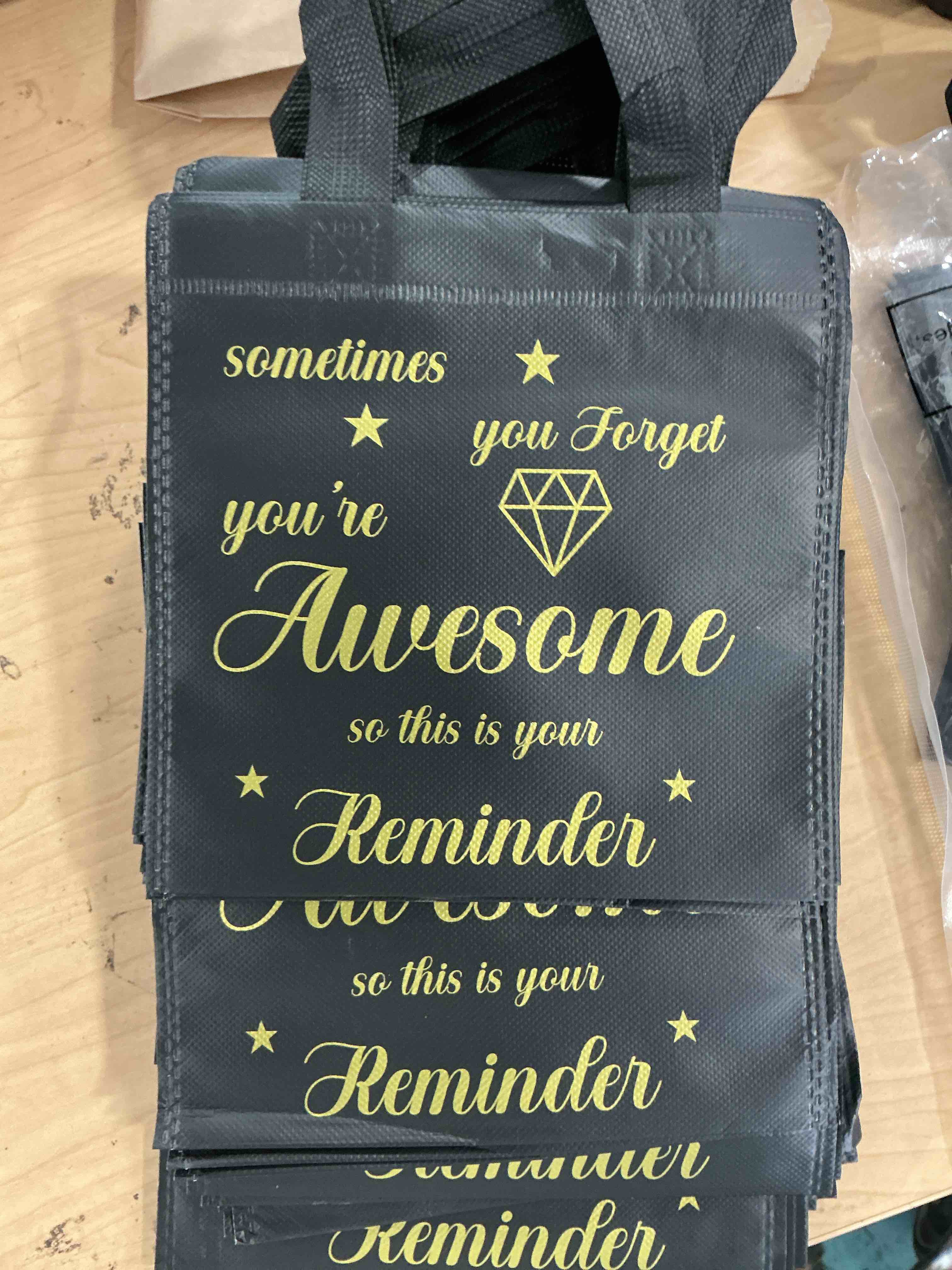 Condition photo showing Good Condition for clysee 50 pcs thank you gift bag small awesome employee appreciation gift bags bulk with handle black gold inspirational 8 x 8 inch party favor for women staff party
