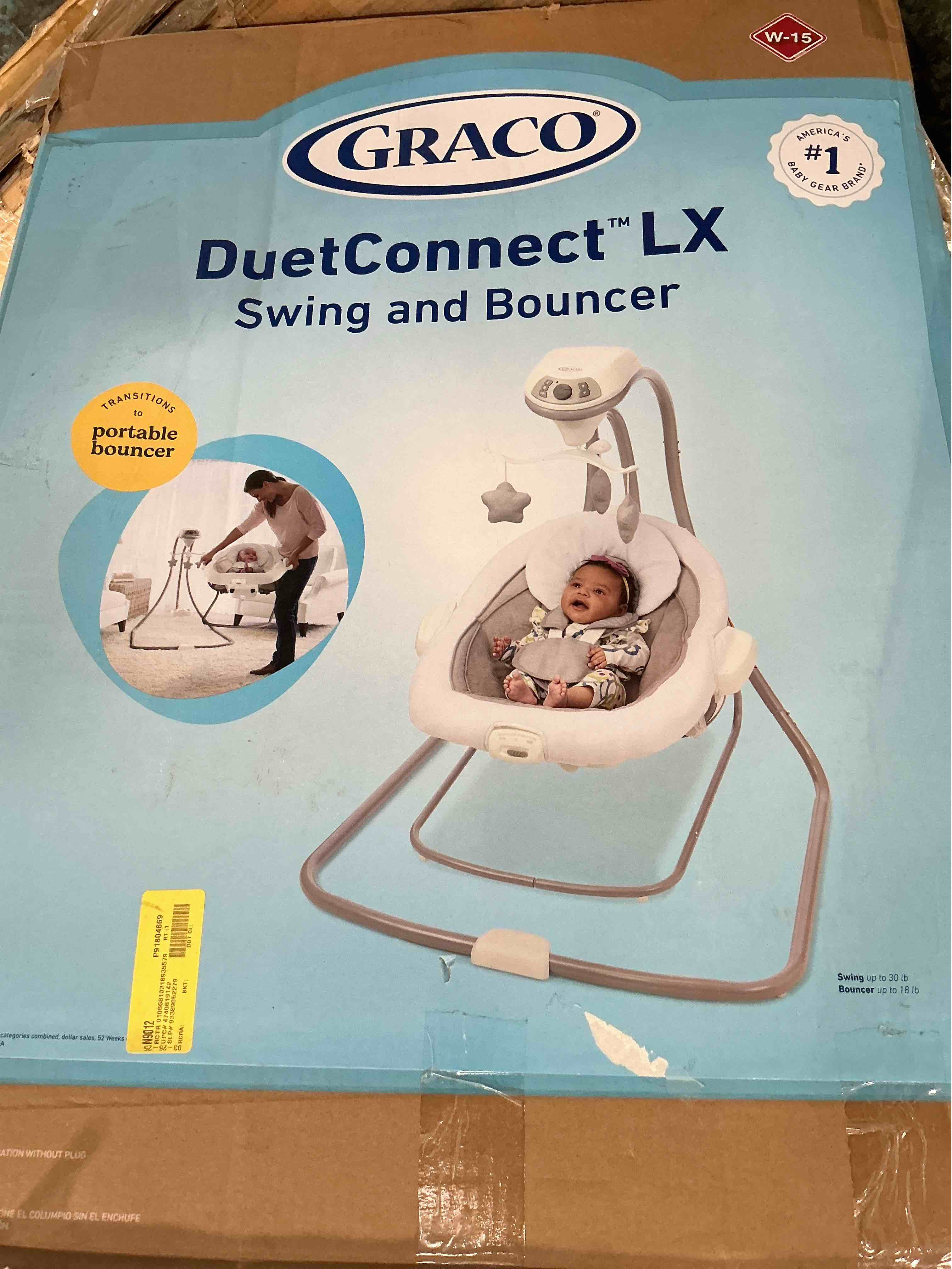 Condition photo showing As Is for graco duetconnect lx portable baby swing and bouncer, multi-direction baby bouncer seat, multiple swing speeds, redmond