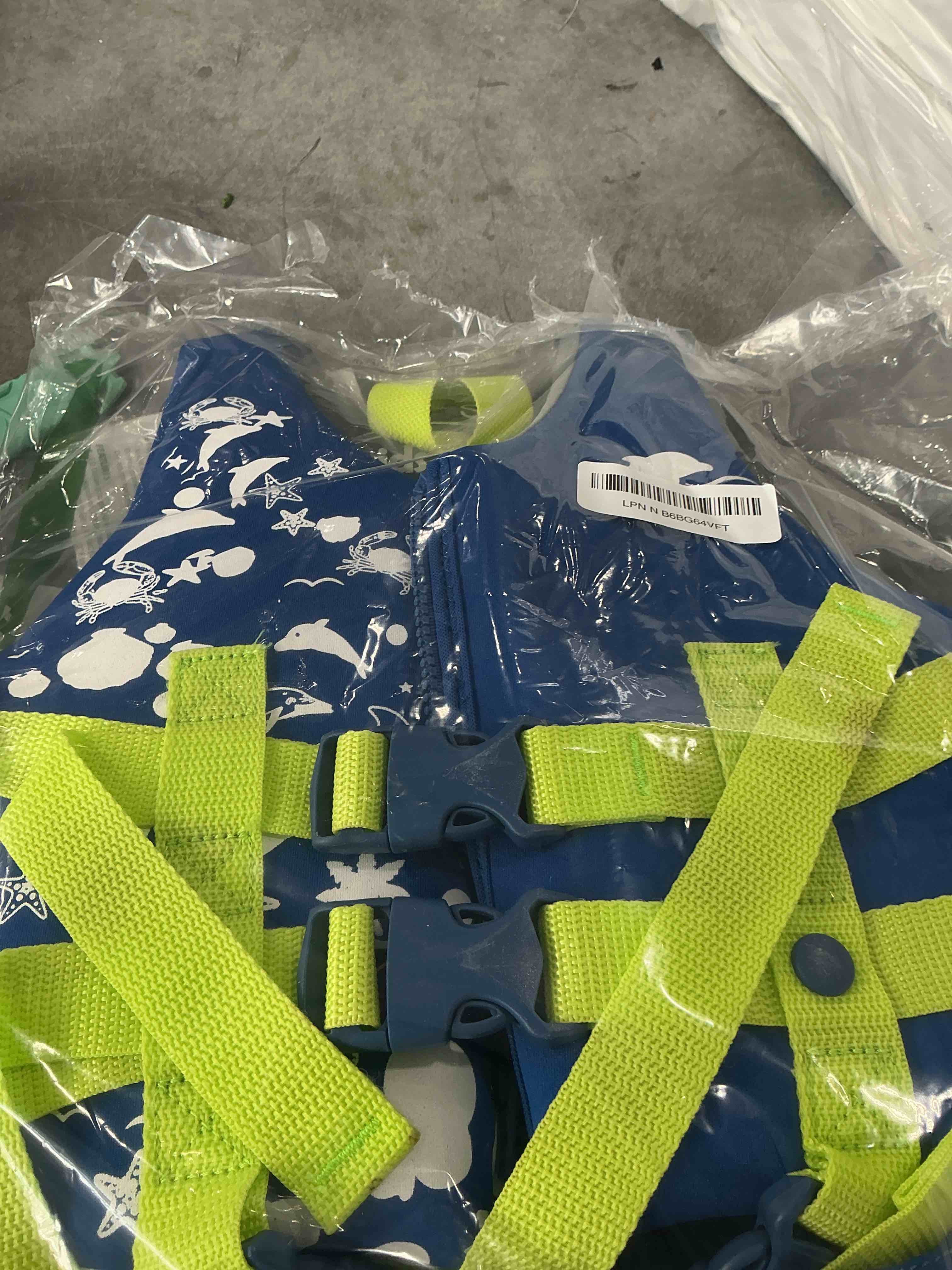 Condition photo showing New/Like New for gogokids toddler swim vest, kids floaties – boys & girls buoyancy jacket for pool & beach, fits 2-8 years / 22-60 lbs blue dolphin s (2-4 years)