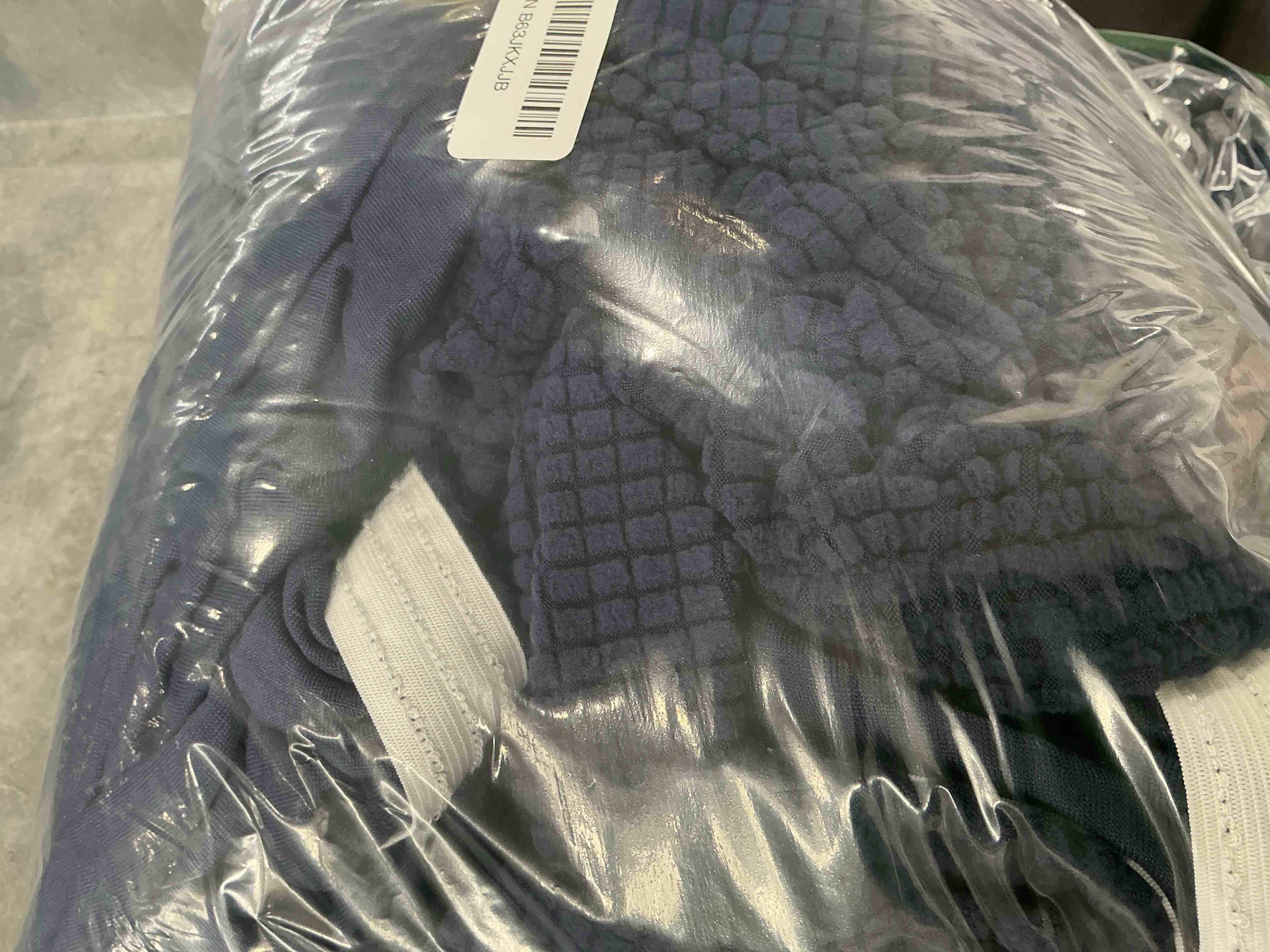 Condition photo showing Good Condition for couch cushion covers for sectional sofa l shape washable separate seat chaise couch cover stretch sofa slipcovers with 2 pcs pillowcases(3 seater + 1 chaise, navy) navy seat only: 3 seat + 1 chaise
