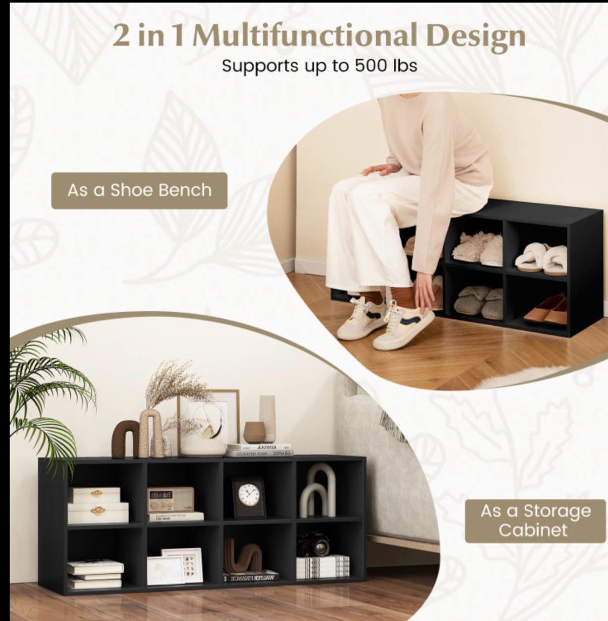 8 shoe cubby organizer black 