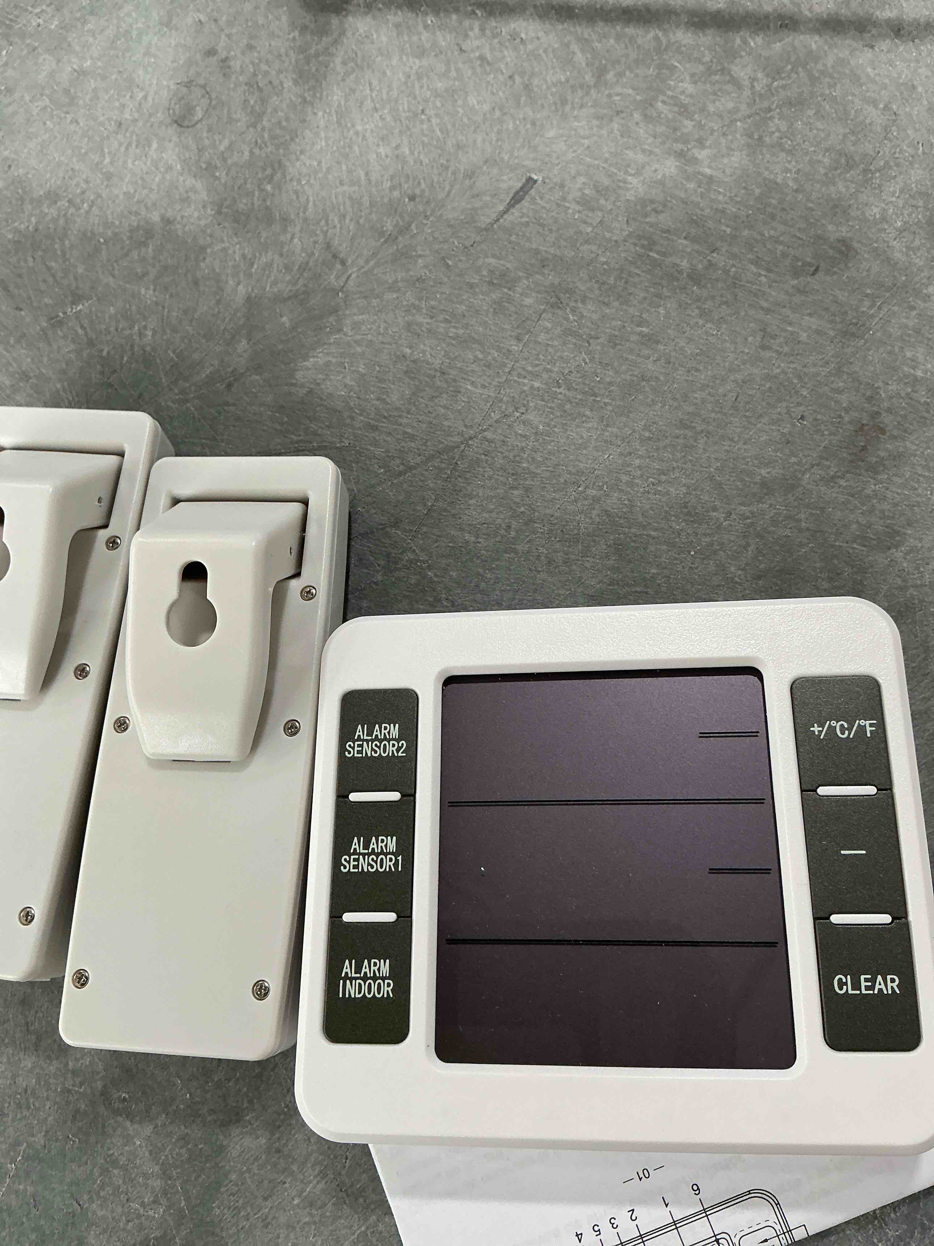 Condition photo showing Good Condition for oria refrigerator thermometer, wireless digital freezer thermometer with 2 sensors, indoor outdoor thermometer, audible alarm, min and max display, lcd display for home, restaurants white