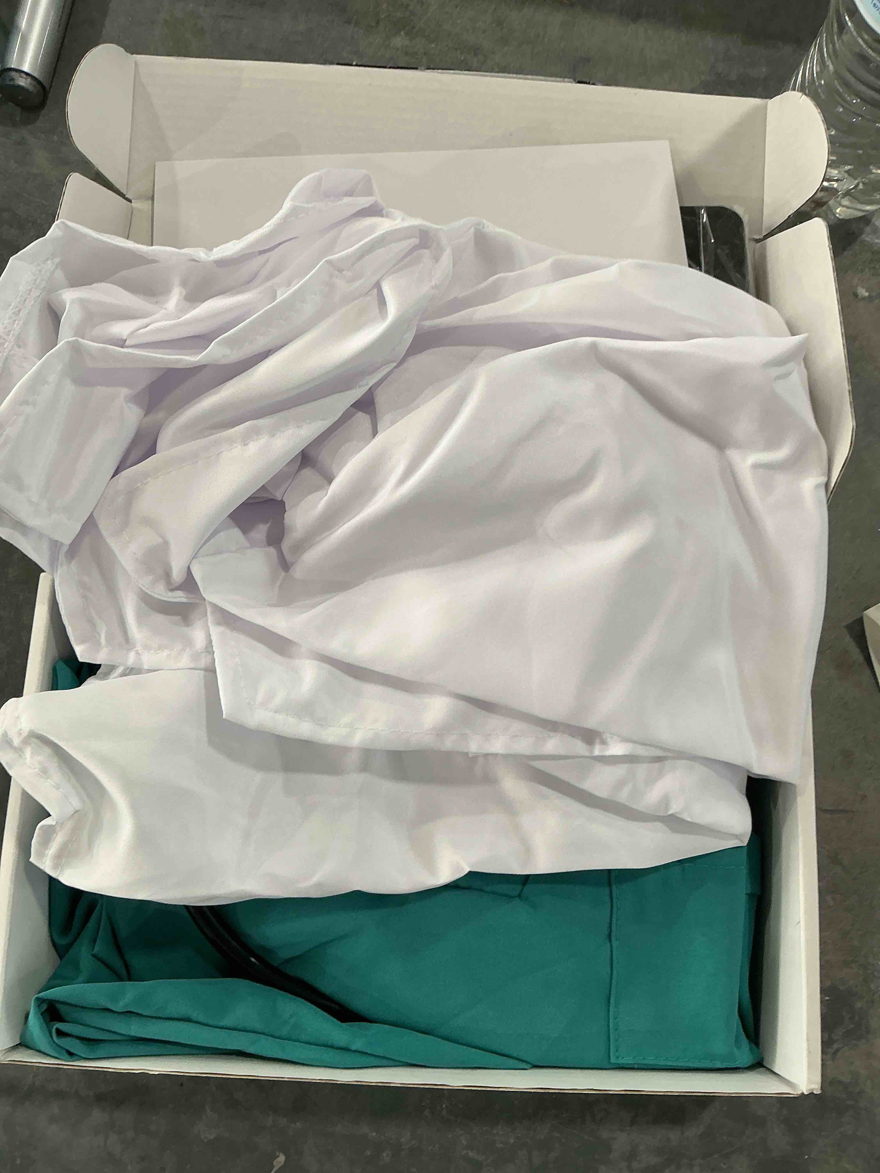 Condition photo showing Good Condition for liberry doctor costume for kids, toddler doctor dress up clothes with real stethoscope, career day role play gift for girls green 3t-4t