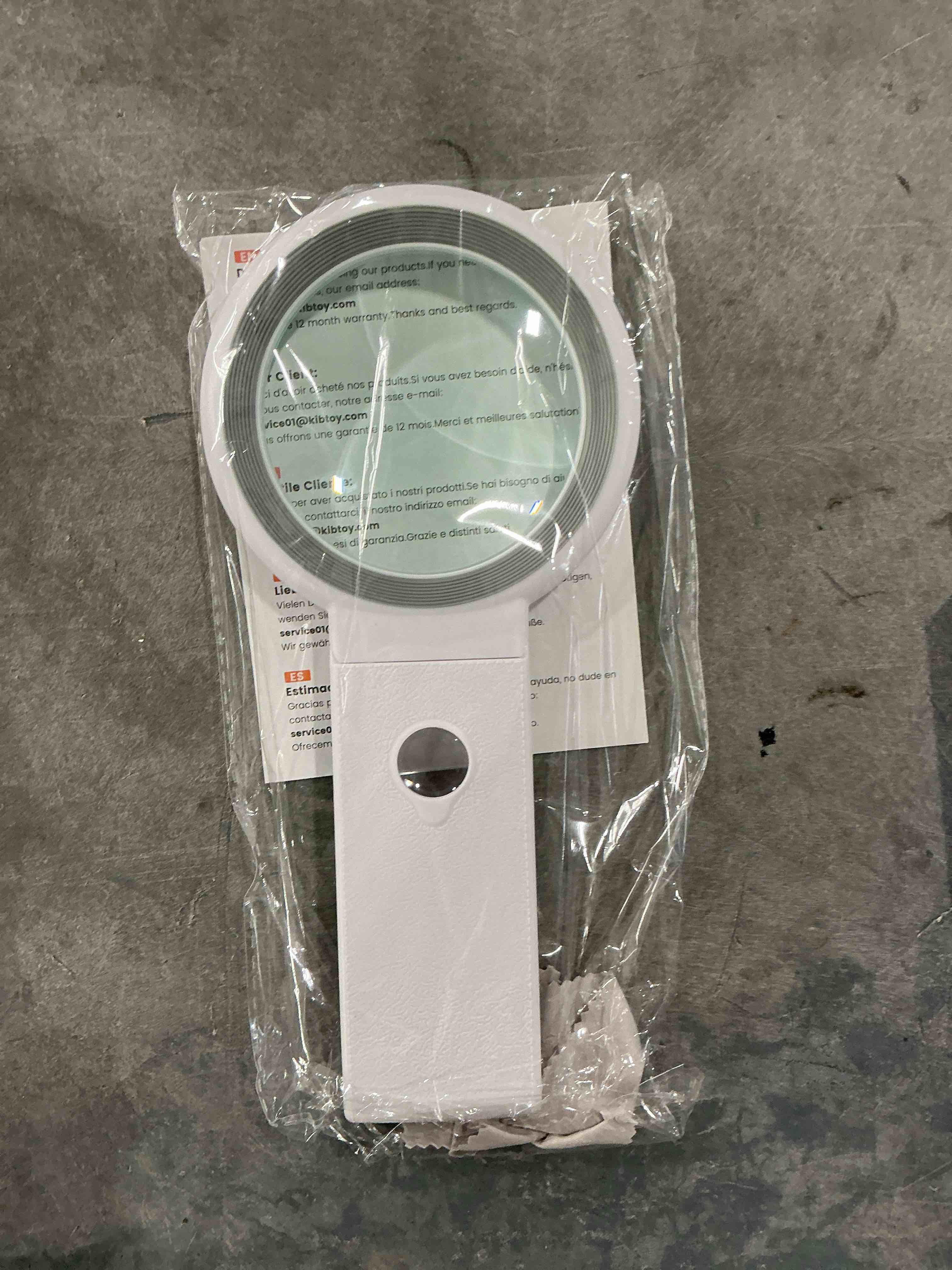 Condition photo showing New/Like New for magnifying glass with light and stand, foldable handheld magnifying glass 18 led illuminated lighted magnifier for macular degeneration, seniors reading, close work, coins, jewelry white