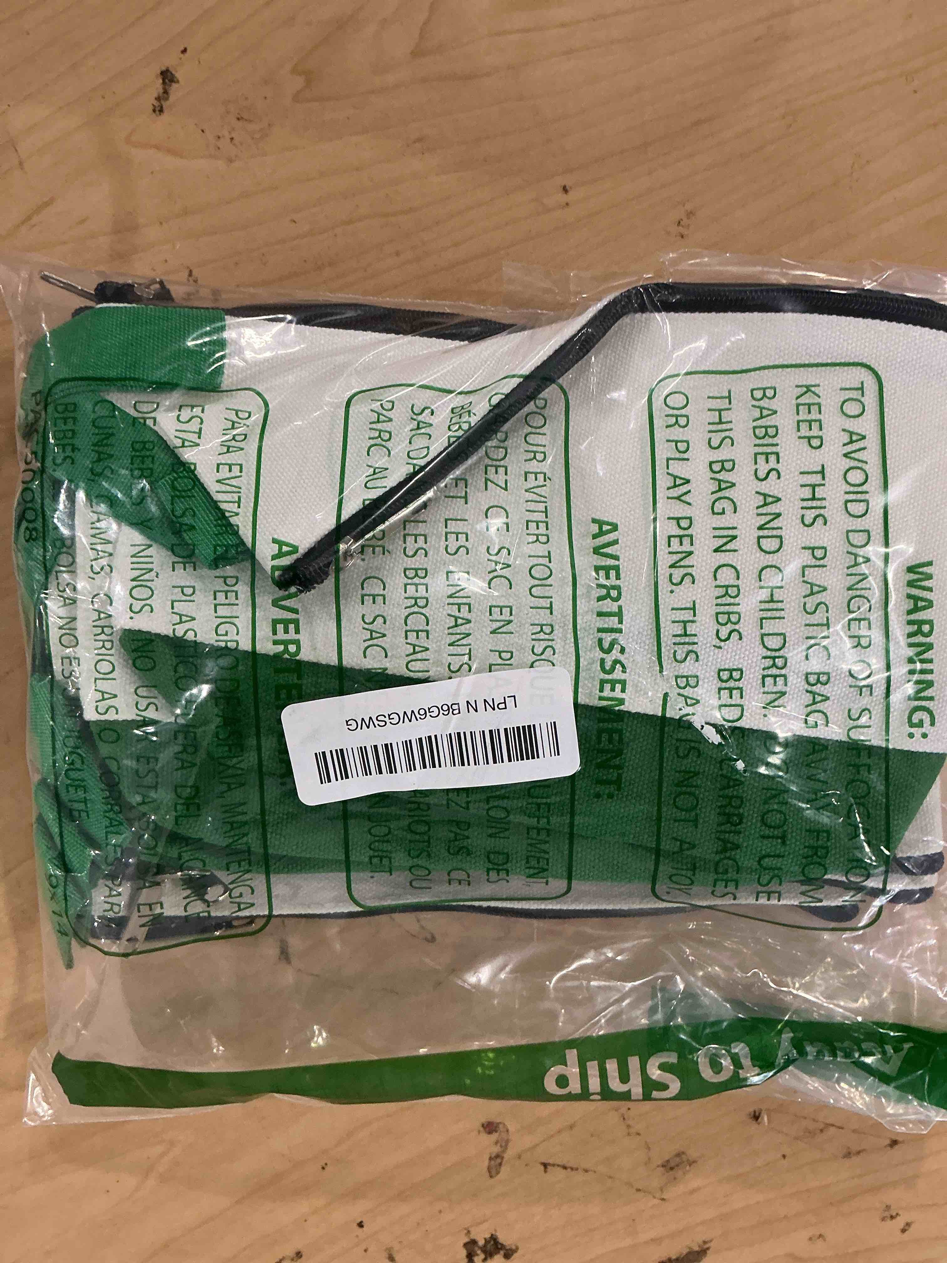 Condition photo showing New/Like New for 10 pieces cotton canvas makeup bag with bottom and strap, multi-purpose cosmetic bag with zipper travel toiletry pouch, blank diy craft bag (white&green, xs) white&green xs