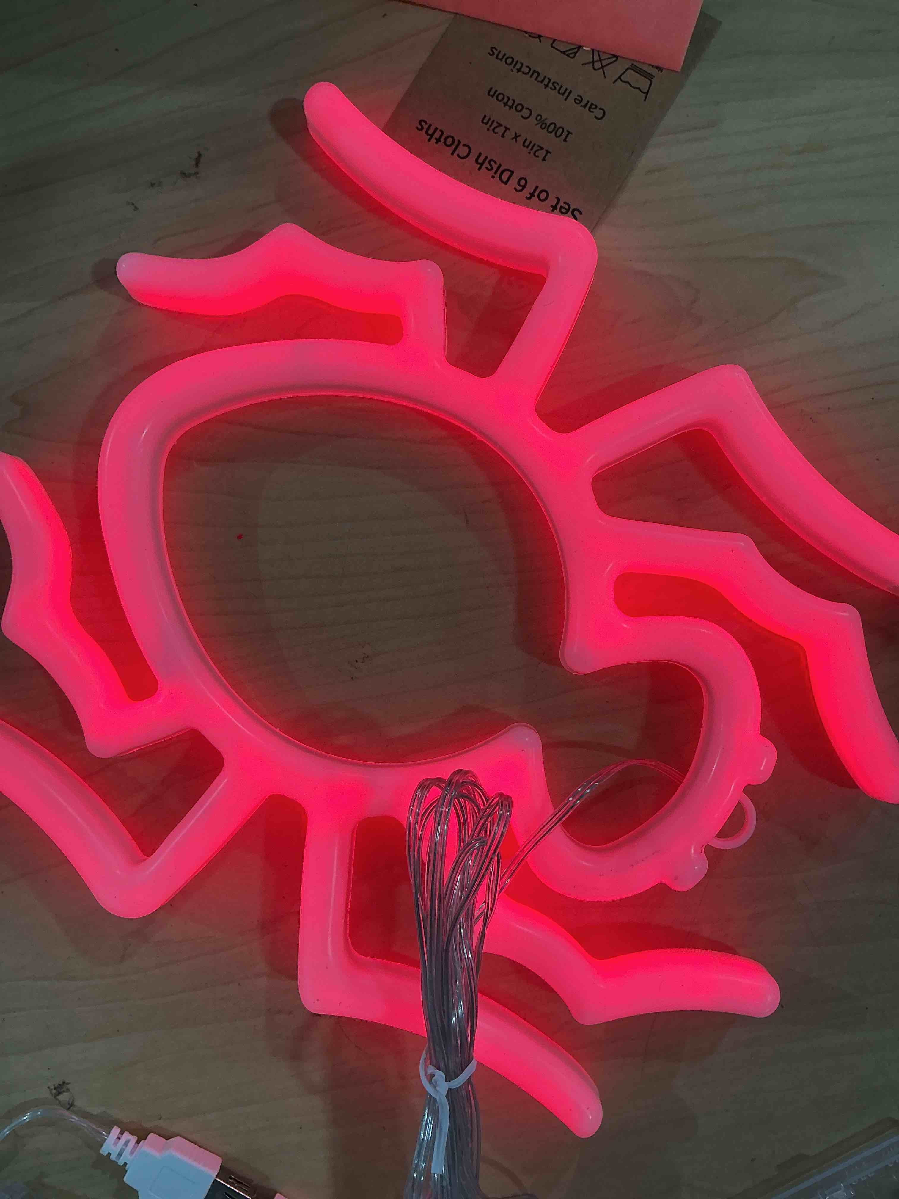 Condition photo showing Good Condition for jywj spider double sided neon signs,usb or 3-aa battery powered neon light,led desktop wall decoration,various parties,decoration of business premises(red)