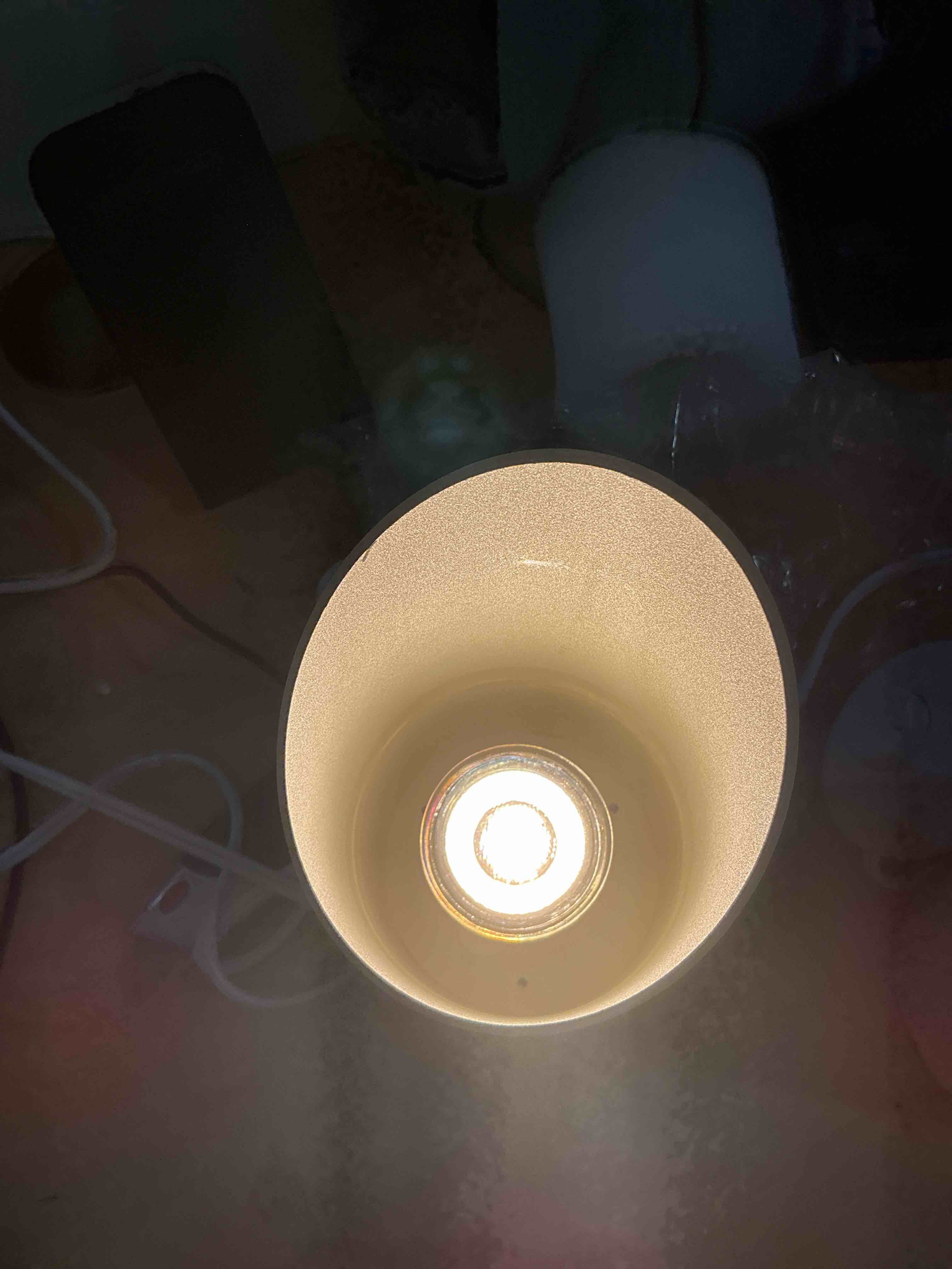 Condition photo showing New/Like New for sunvie 2 pack uplighting indoor floor can light, 5w up lights with 2700k led gu10 bulbs, uplights floor spot lights indoor for home accent lighting, 5.9 ft plug cord & foot switch 2 pack white