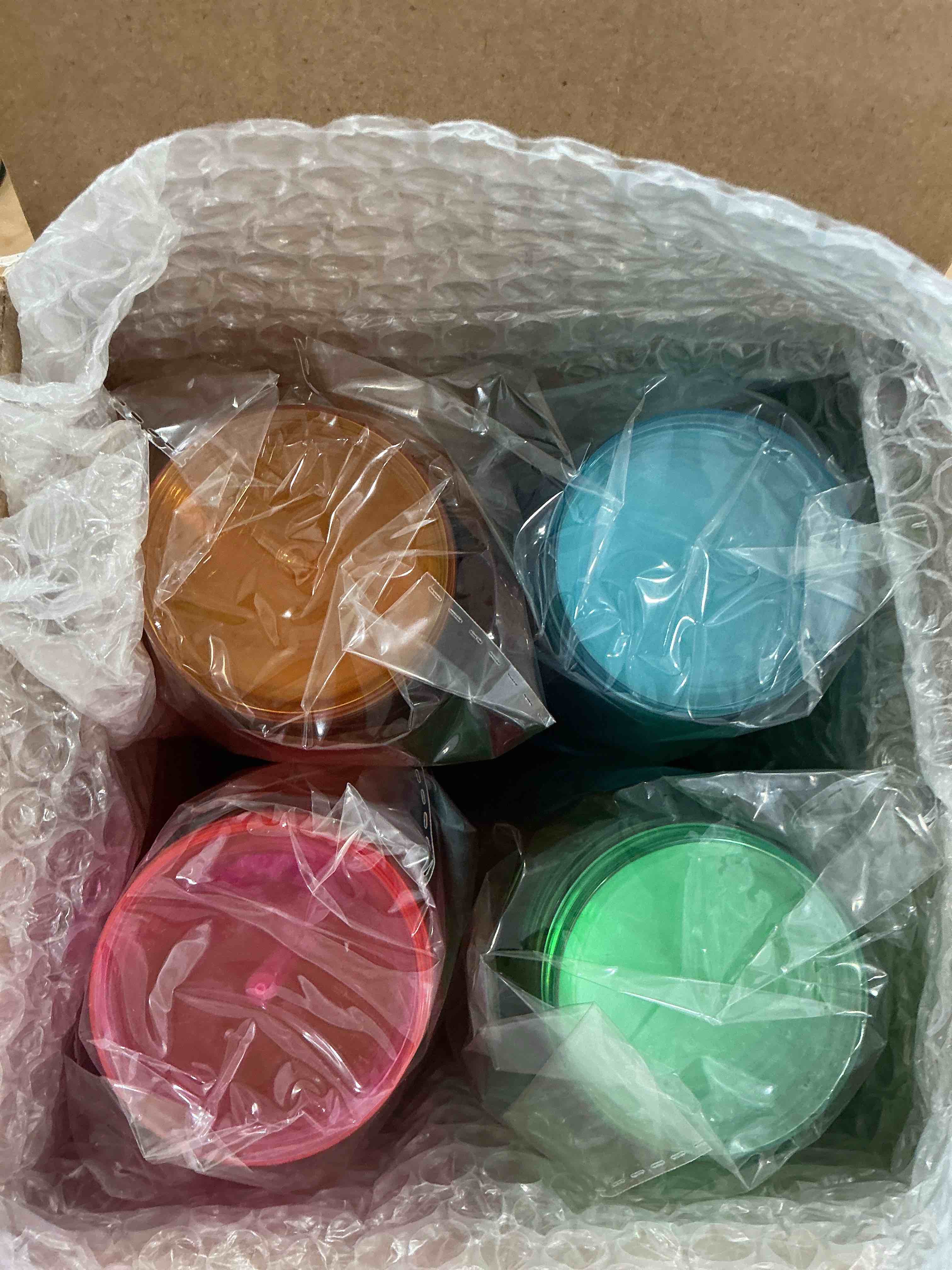 Condition photo showing New/Like New for dayammi 100 pack colorful plastic cups 10 oz disposable cups neon glowing plastic party cup, assorted neon colors for wedding wine glasses heavy duty disposable tumblers drinking cocktail glasses m colorful