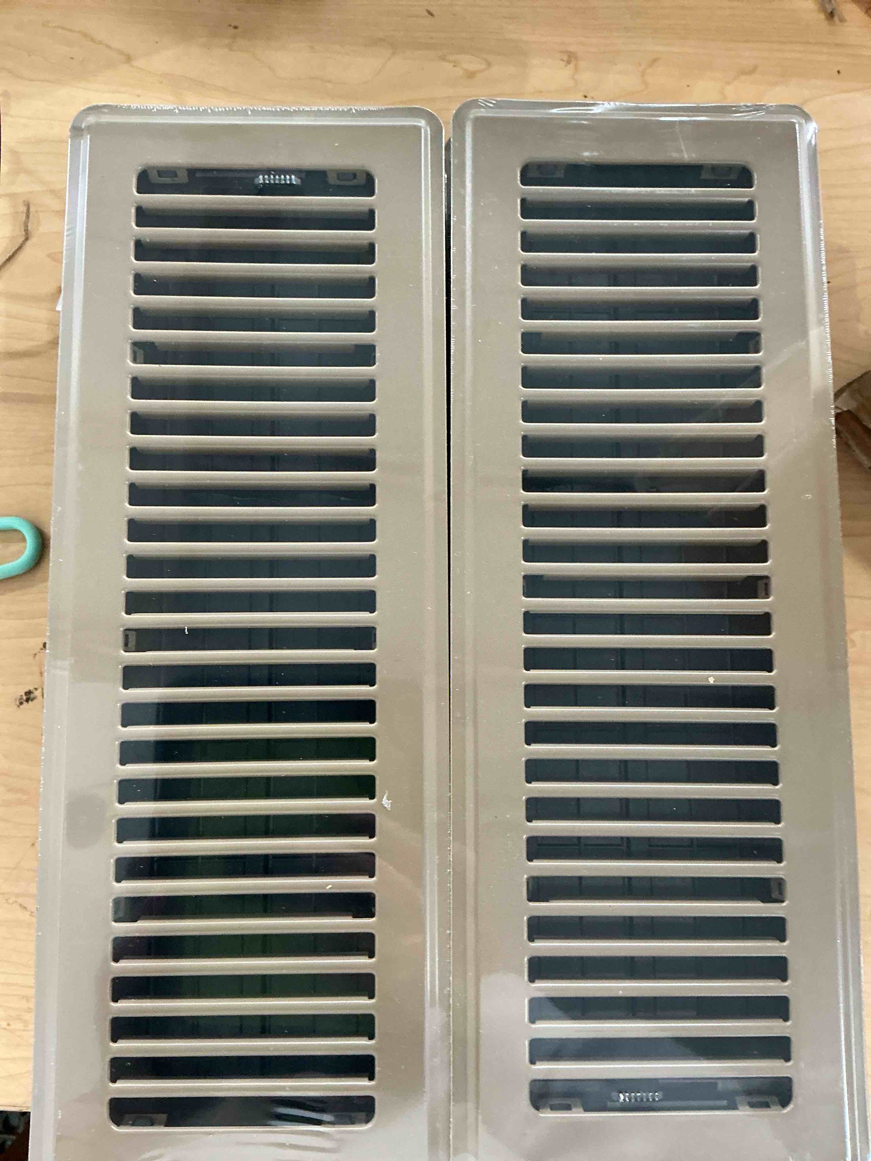 Condition photo showing New/Like New for 4x14 floor register vent - heavy duty steel vent covers for home floor and wall - adjustable hvac vents with smooth edges - rust-resistant walkable for home & office - 4 pack (brown) brown 4" x 14" 4 pack
