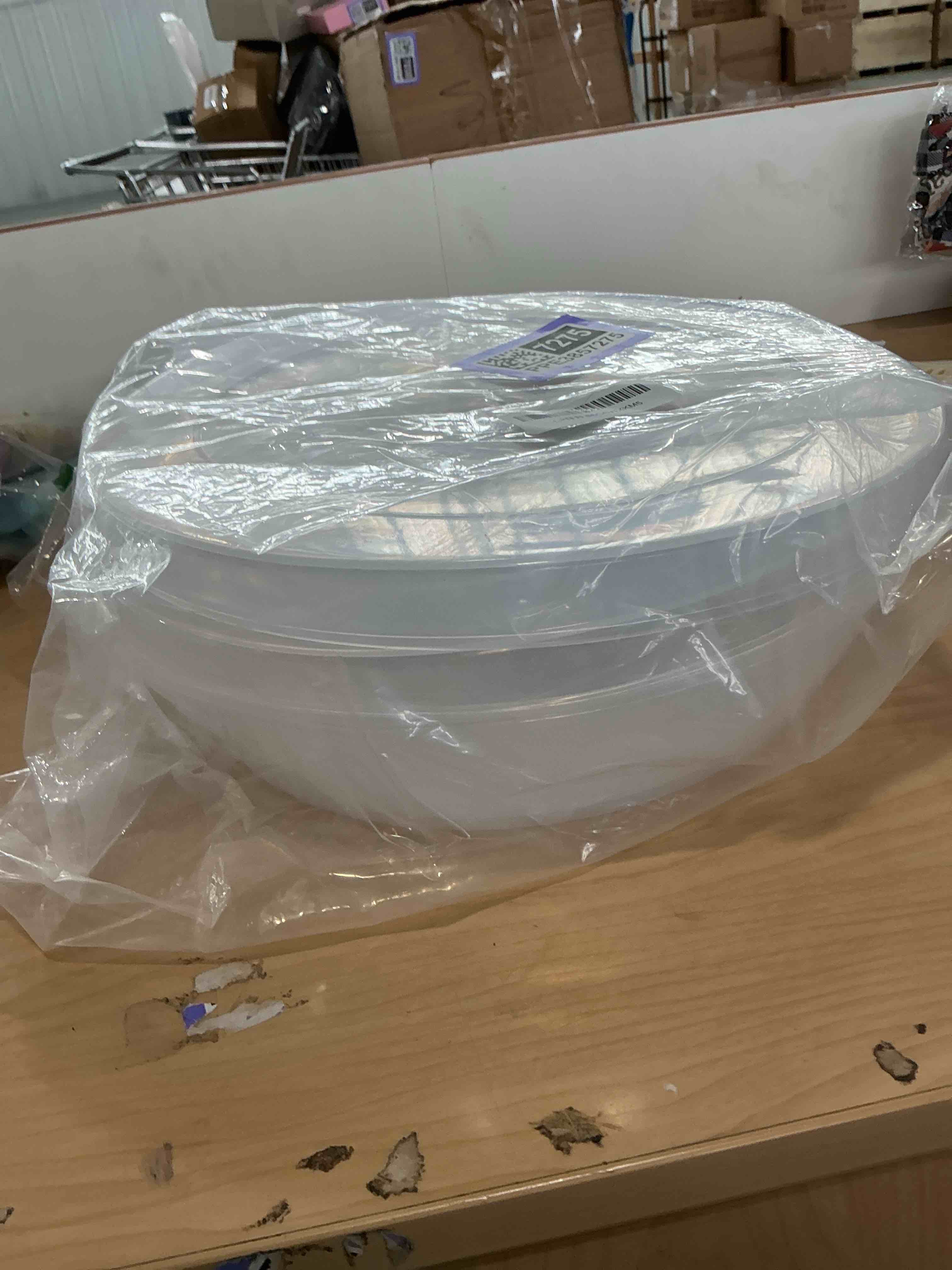 Condition photo showing New/Like New for 2 pack pie carrier with airtight lid - bpa free pie storage container with cover - transport keeper for most bakery - plastic pie dish holder standard - no handles